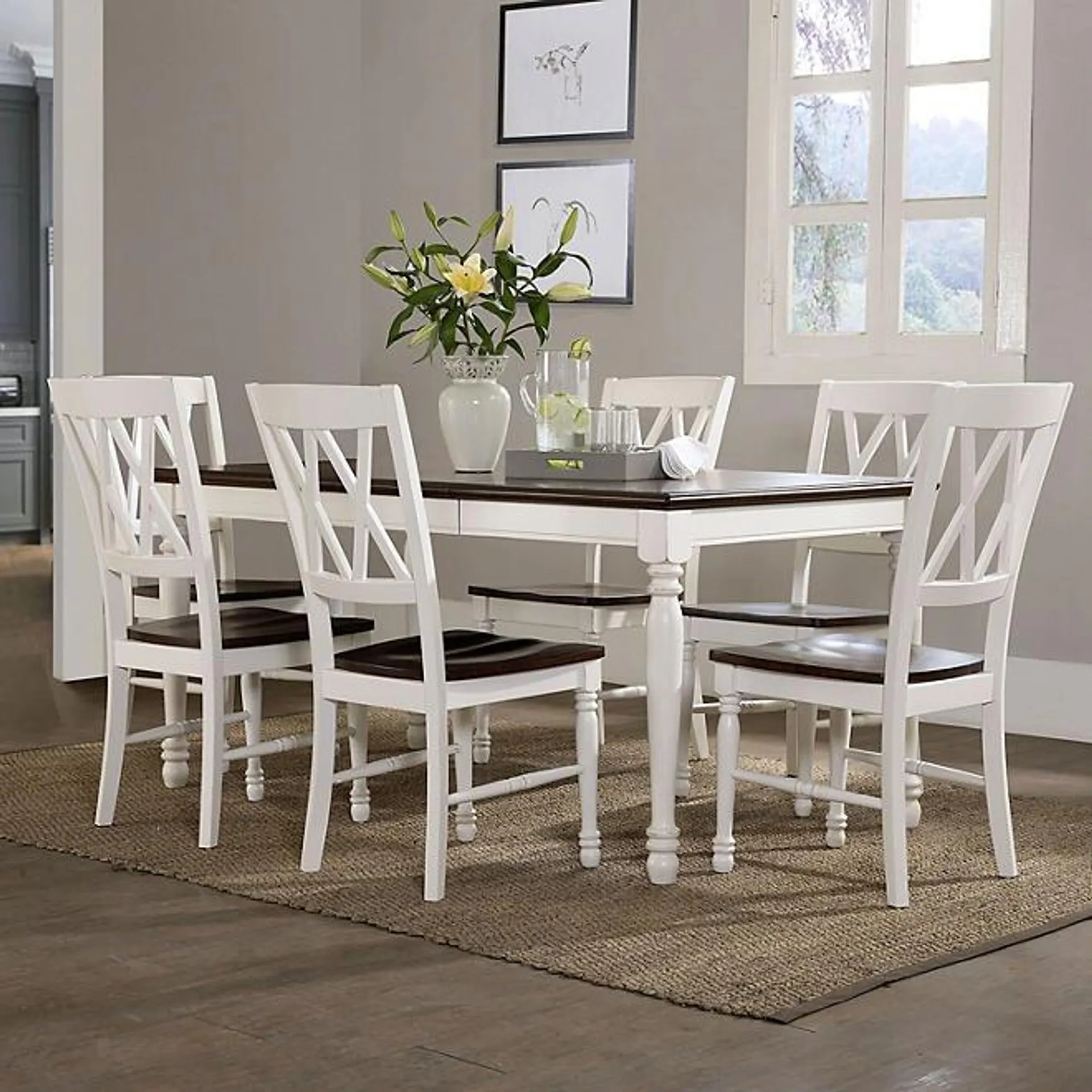 Crosley Furniture Shelby 7-Piece Traditional Dining Set, White