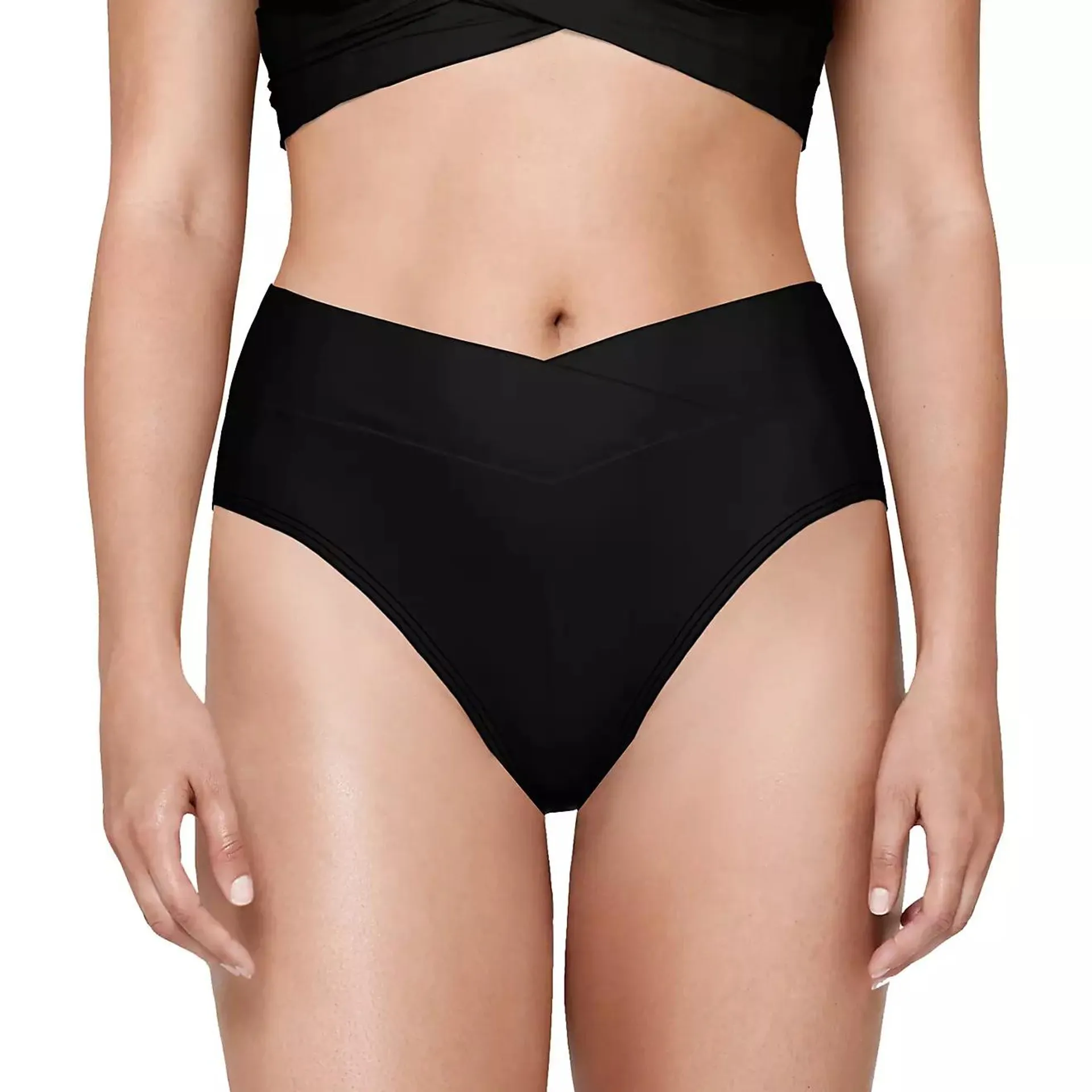 Freely Women's Solid V Front High Waist Swim Bottoms