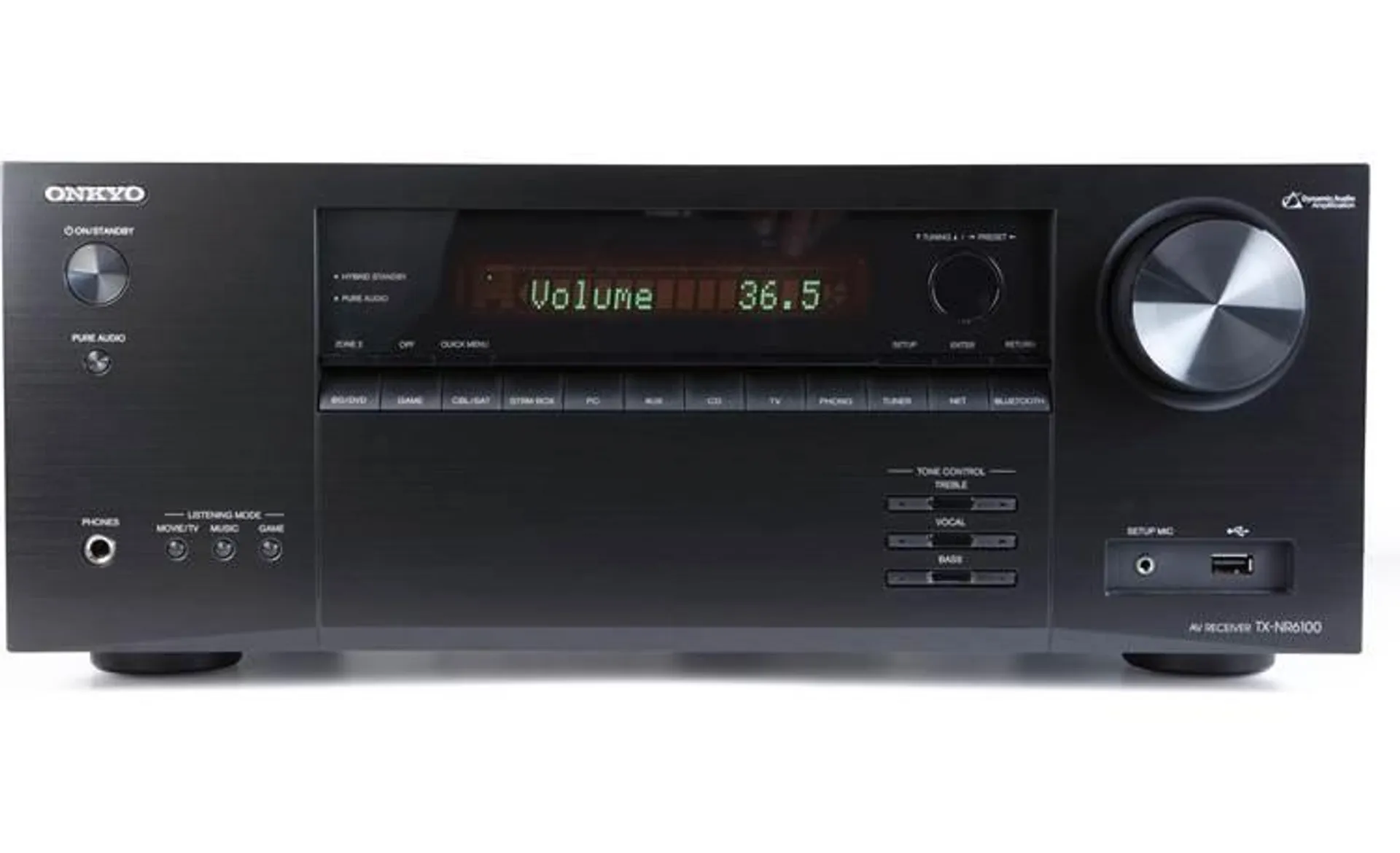 Onkyo TX-NR6100 7.2-channel home theater receiver with Dolby Atmos®, Wi-Fi®, Bluetooth®, Apple AirPlay® 2, and Amazon Alexa compatibility