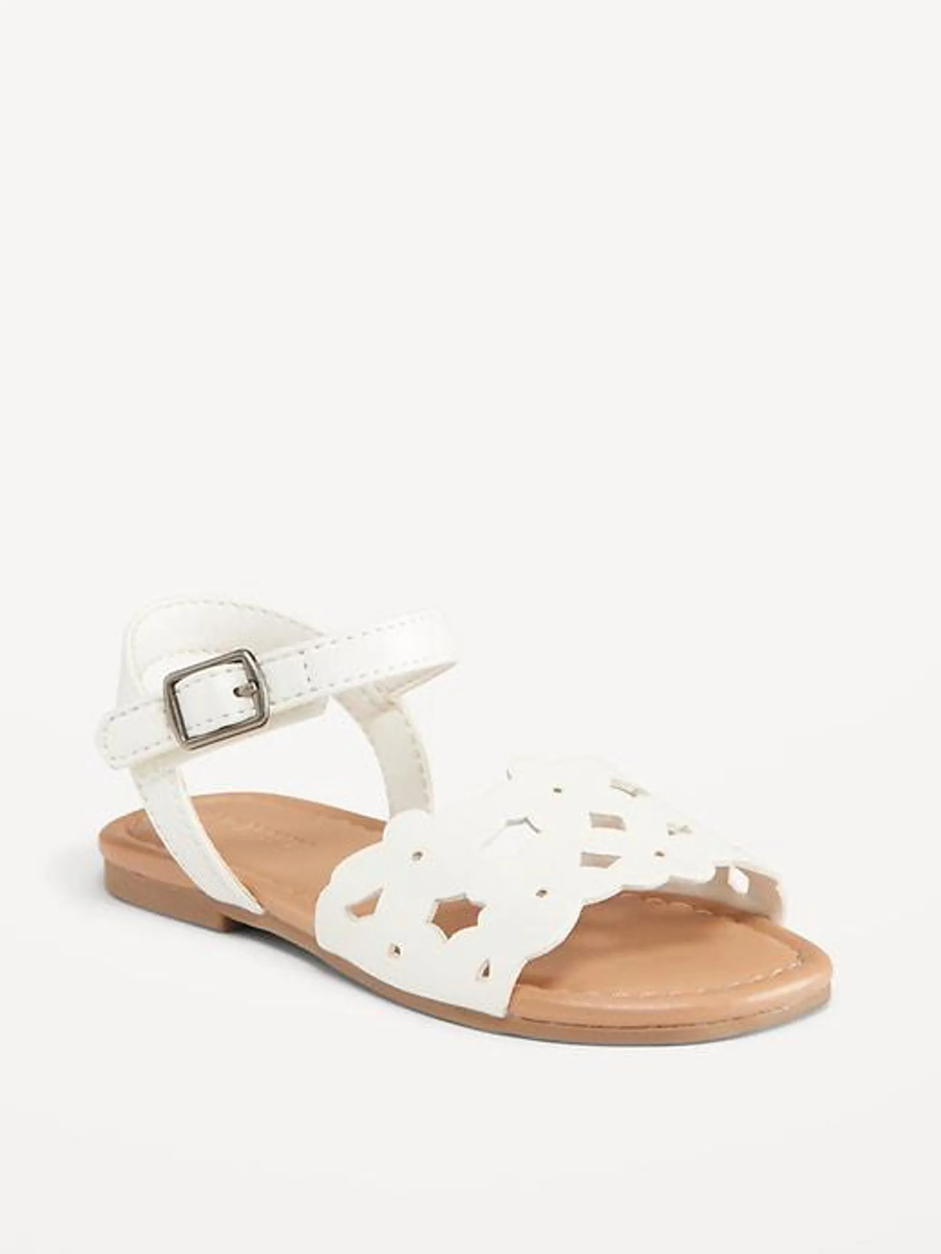 Faux-Leather Cutout Sandals for Toddler Girls