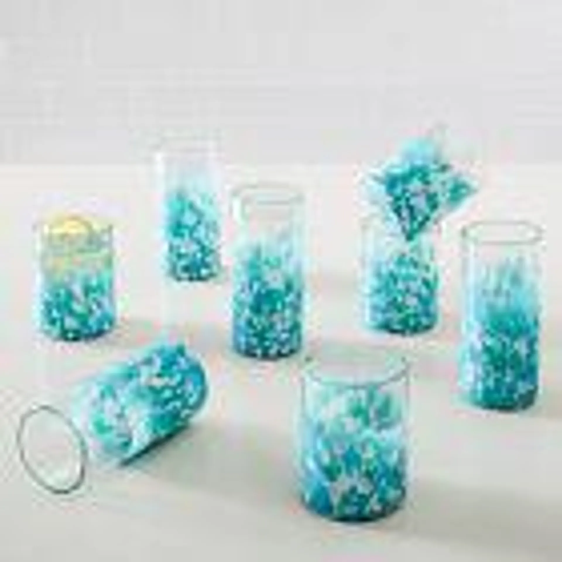 Recycled Mexican Confetti Drinking Glasses - Blue, Set of 4