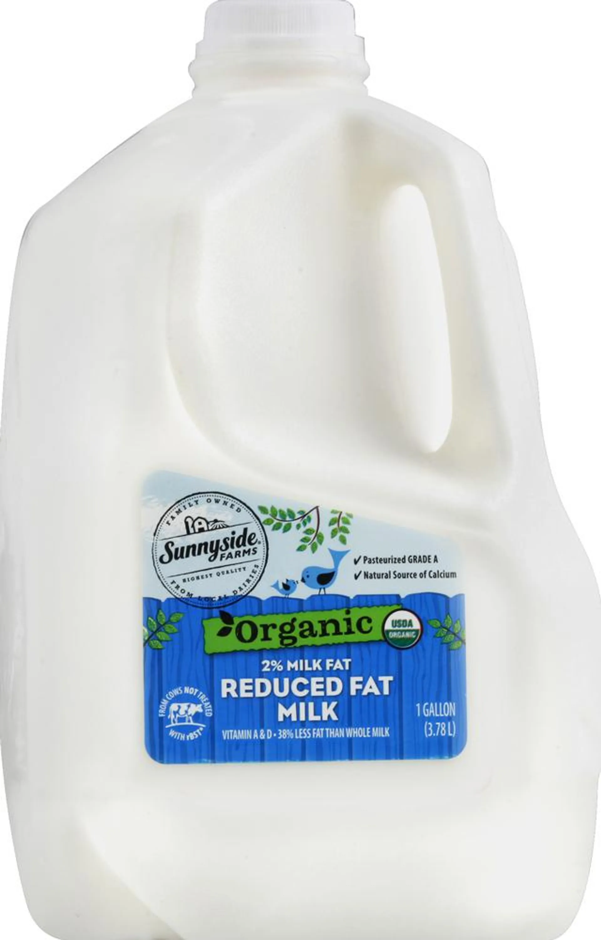 Sunnyside Farms Milk, Reduced Fat, Organic, 2% Milk Fat