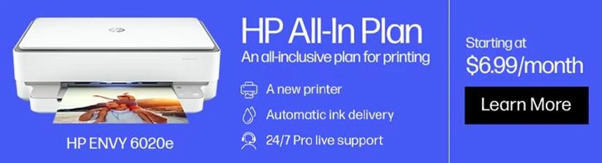 HP ENVY 6055e All-in-One Printer w/ bonus 3 months Instant Ink through HP+