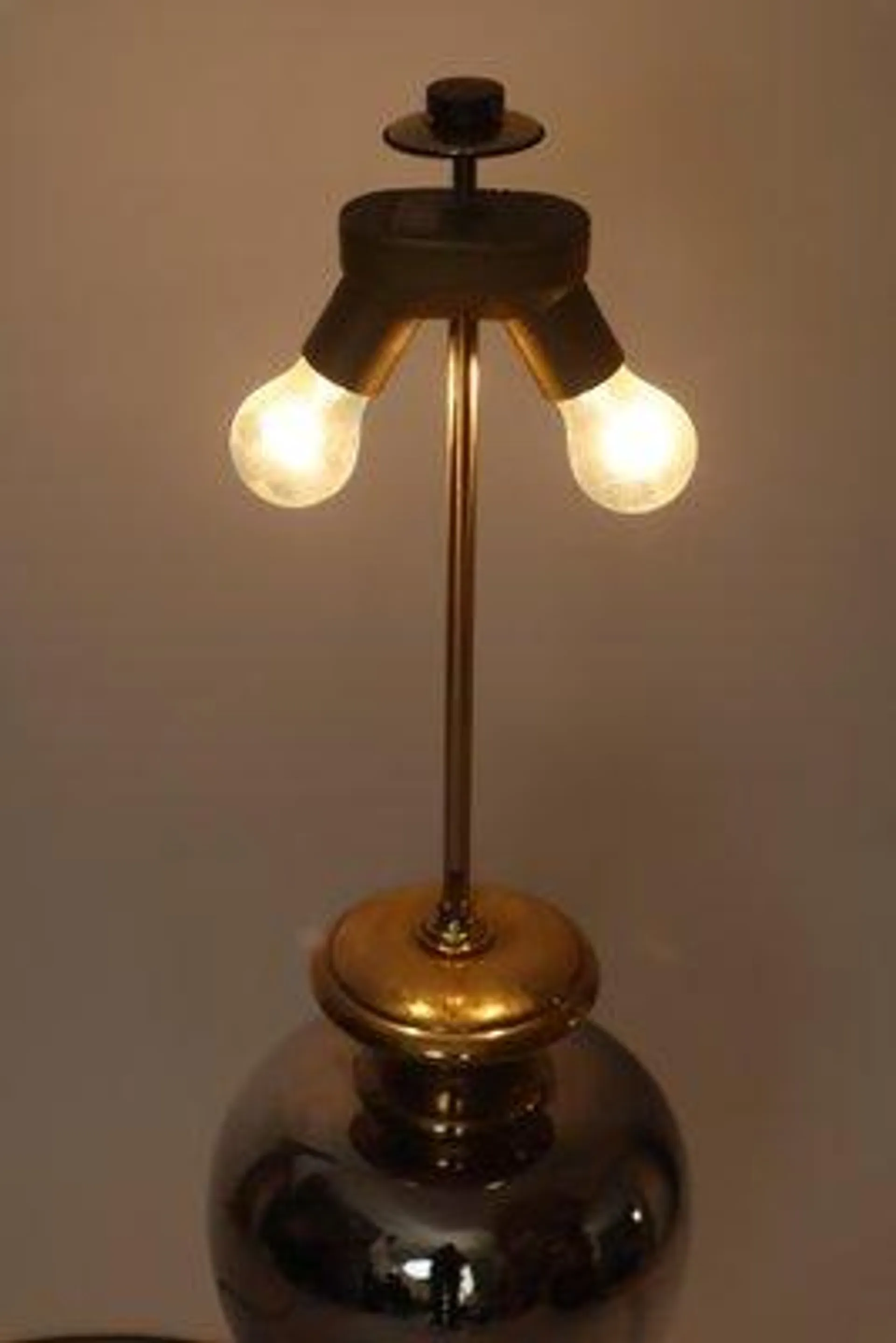 Large Hollywood Regency Table Lamp in Gold and Platinum, 1980s