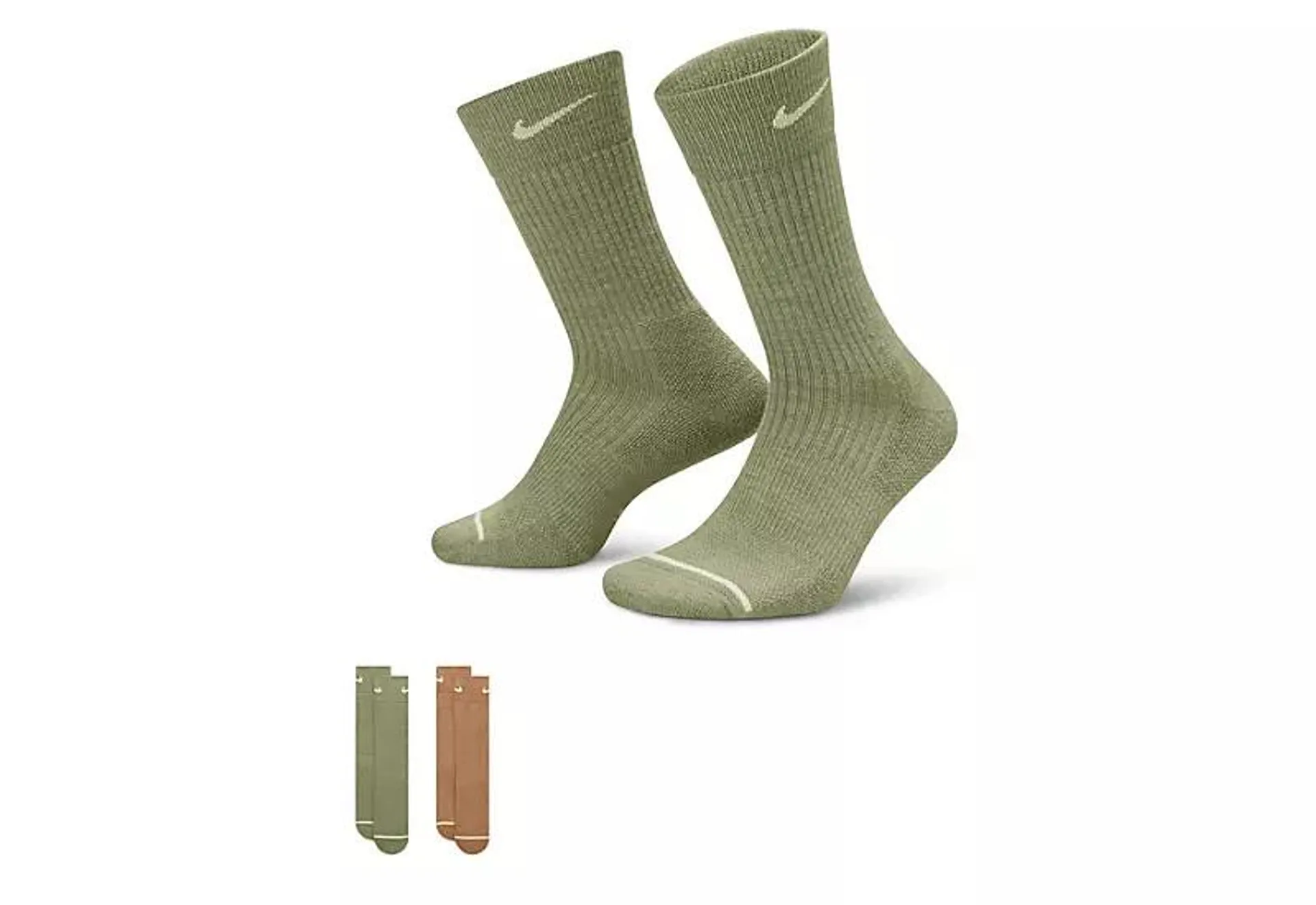 Nike Mens Everday Cushioned Wool Crew Socks 2 Pairs - Olive