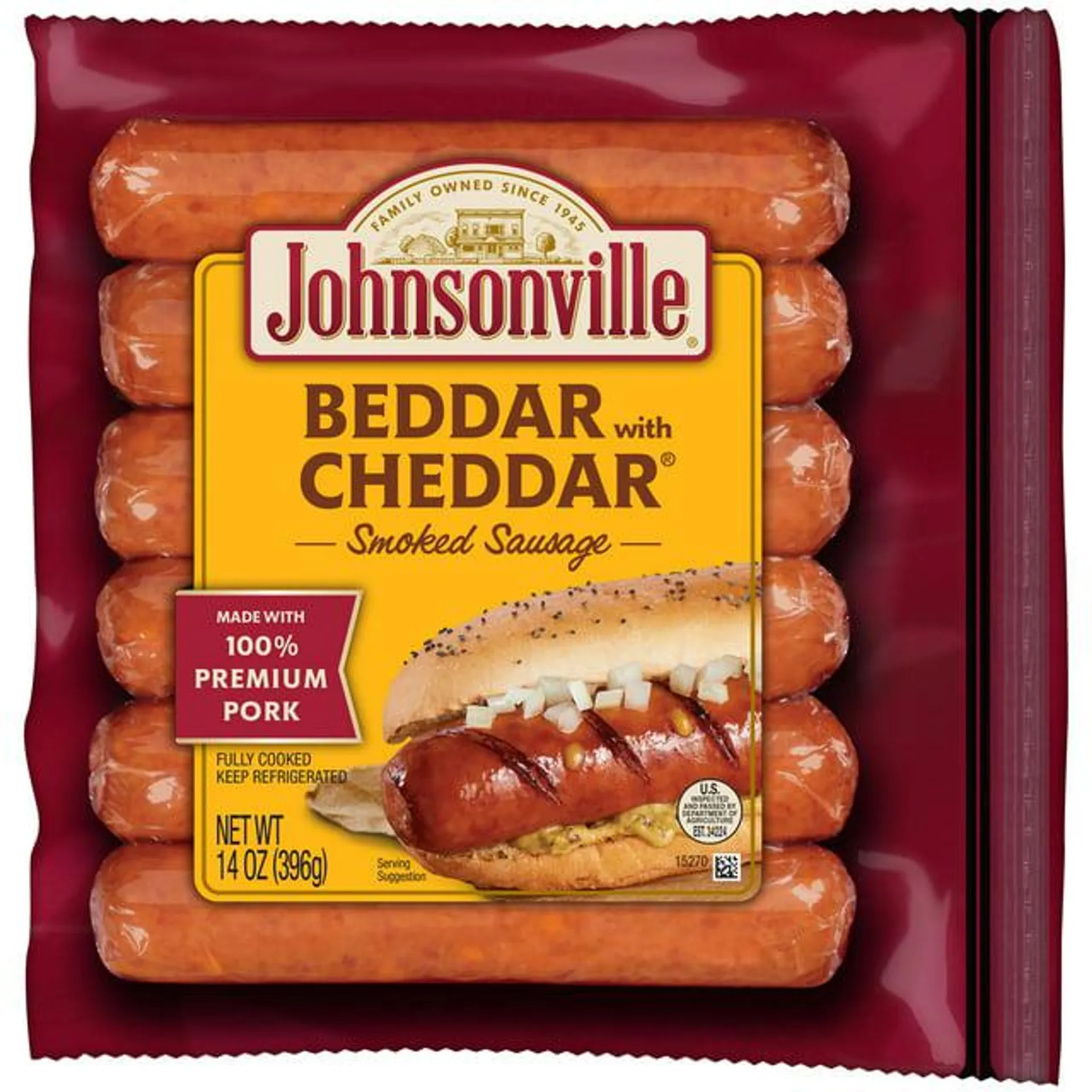 Johnsonville Beddar With Cheddar Smoked Sausage, 14 oz, 6 Links