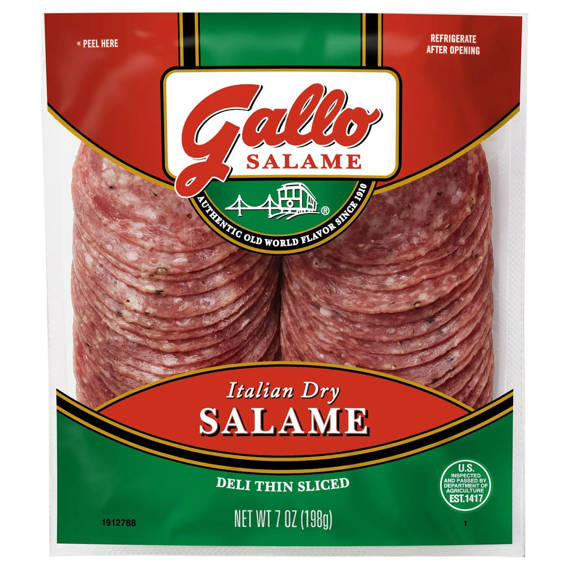 Gallo Deli Thin Sliced Italian Dry Salami Lunch Meat, 7 oz