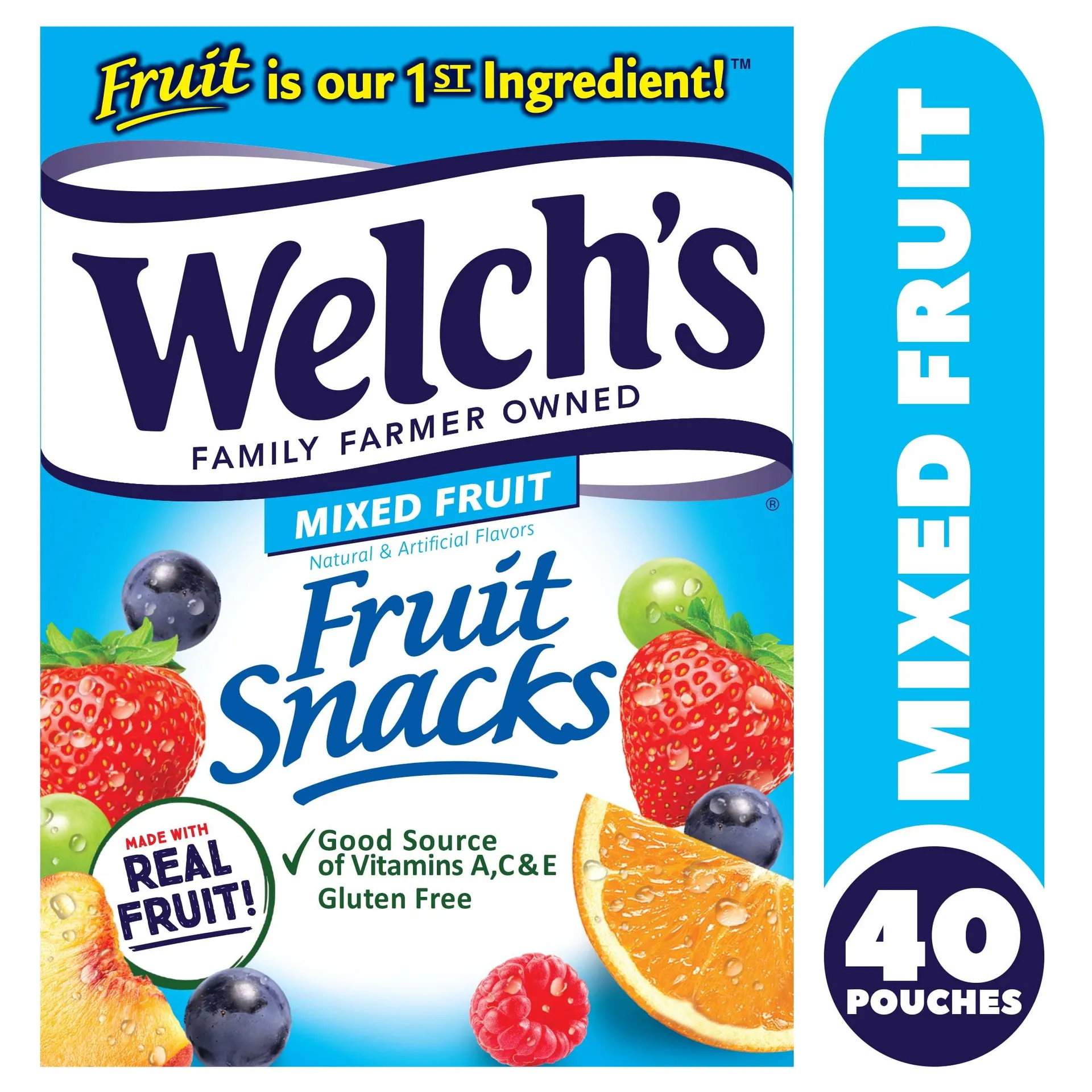 Welch's, Made With Real Fruit Fruit Snacks, Mixed Fruit, 0.8 oz, 40 Count