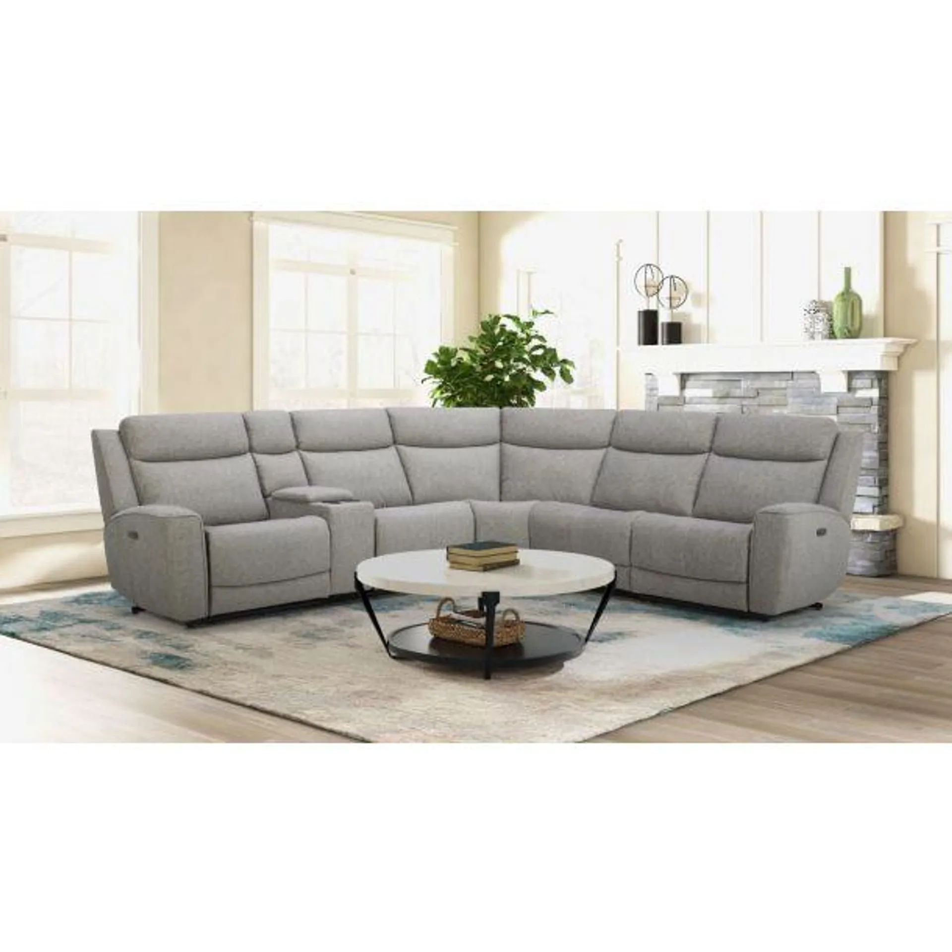 Gaudi 6-piece Sectional with 3 Power Recliners and Console - Chrome