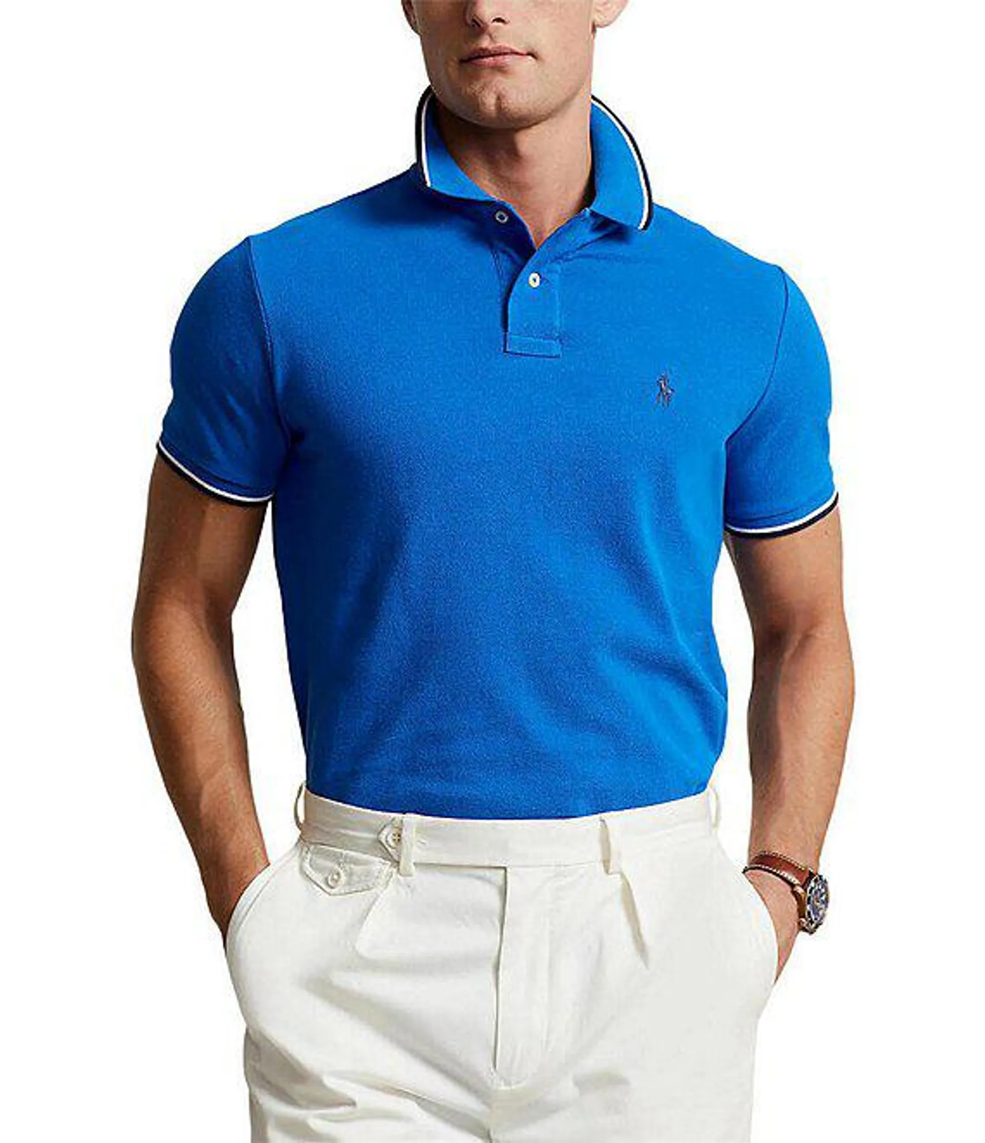 Classic Fit Tipped Mesh Short Sleeve Polo Shirt