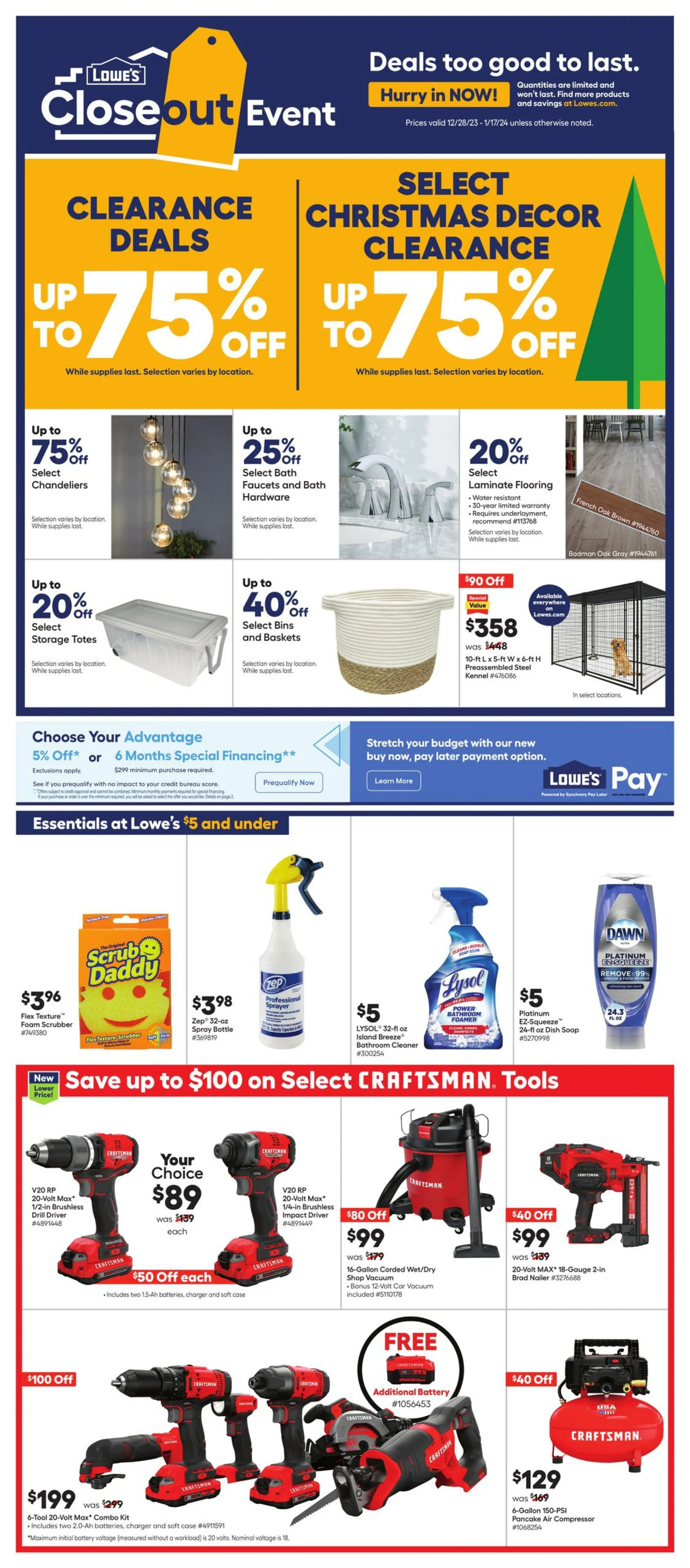 Weekly ad Lowe's from December 28 to January 17 2024 - Page 1