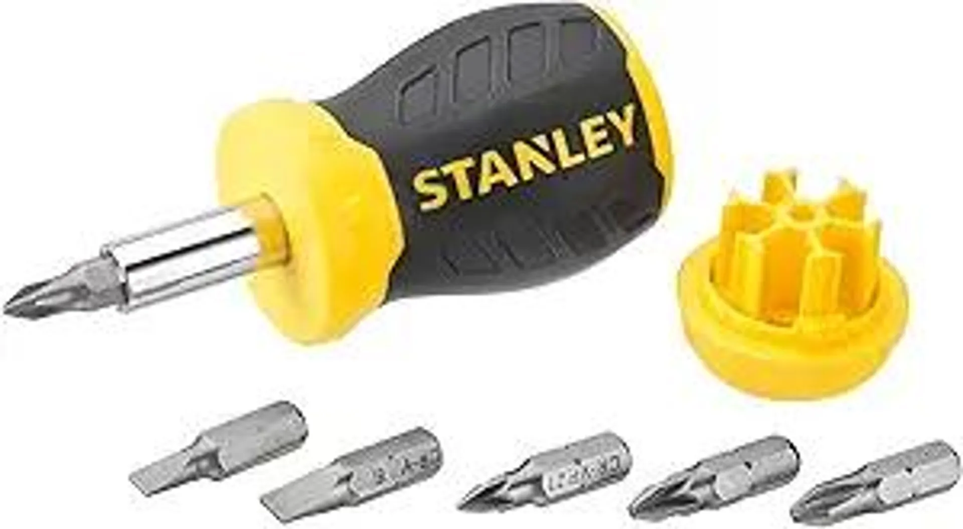 Stanley 0-66-357 Bit-Screwdriver with 6 Bits Slotted/PH, Black/Yellow