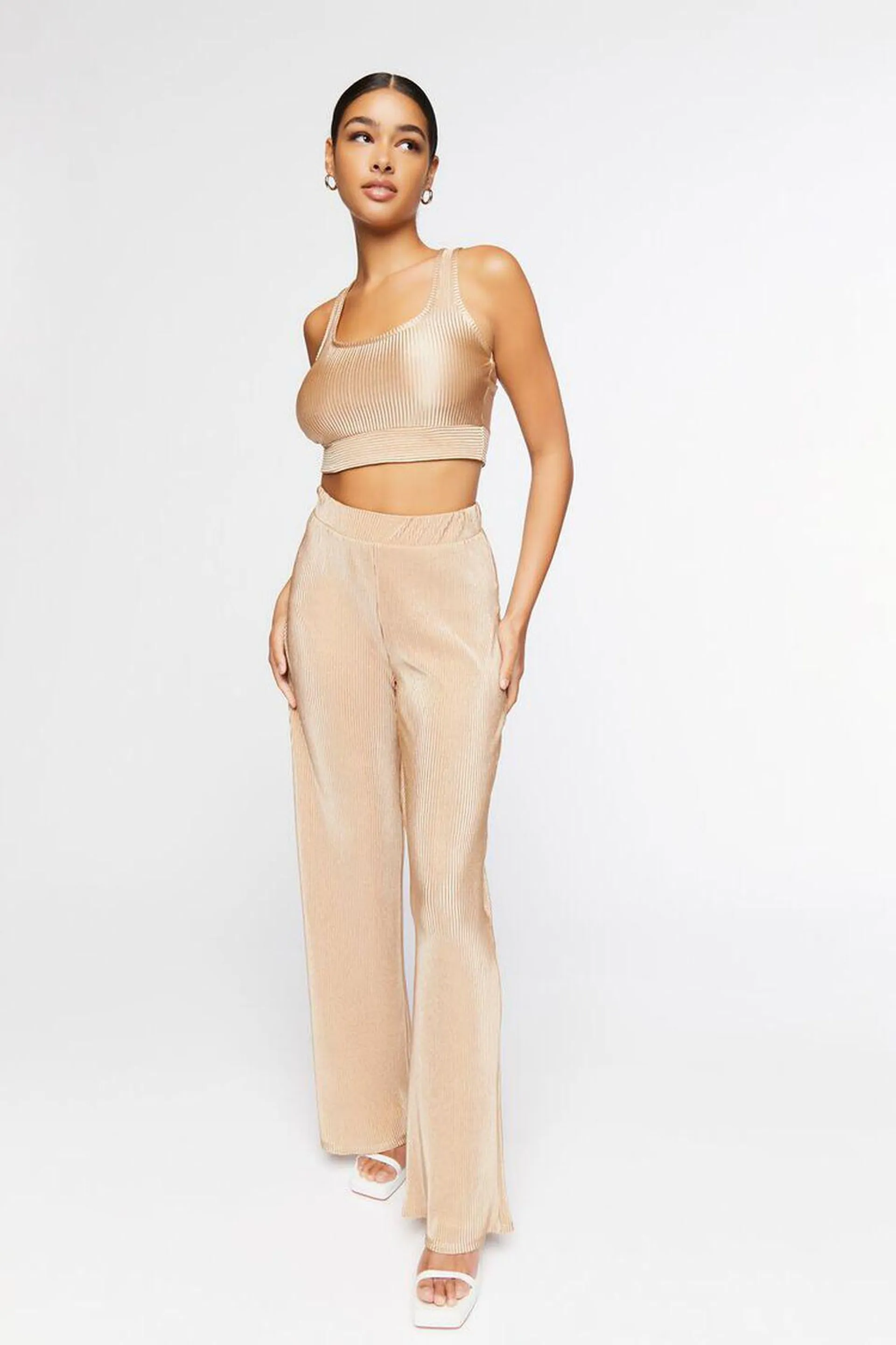 Plisse Crop Top & Pants Set