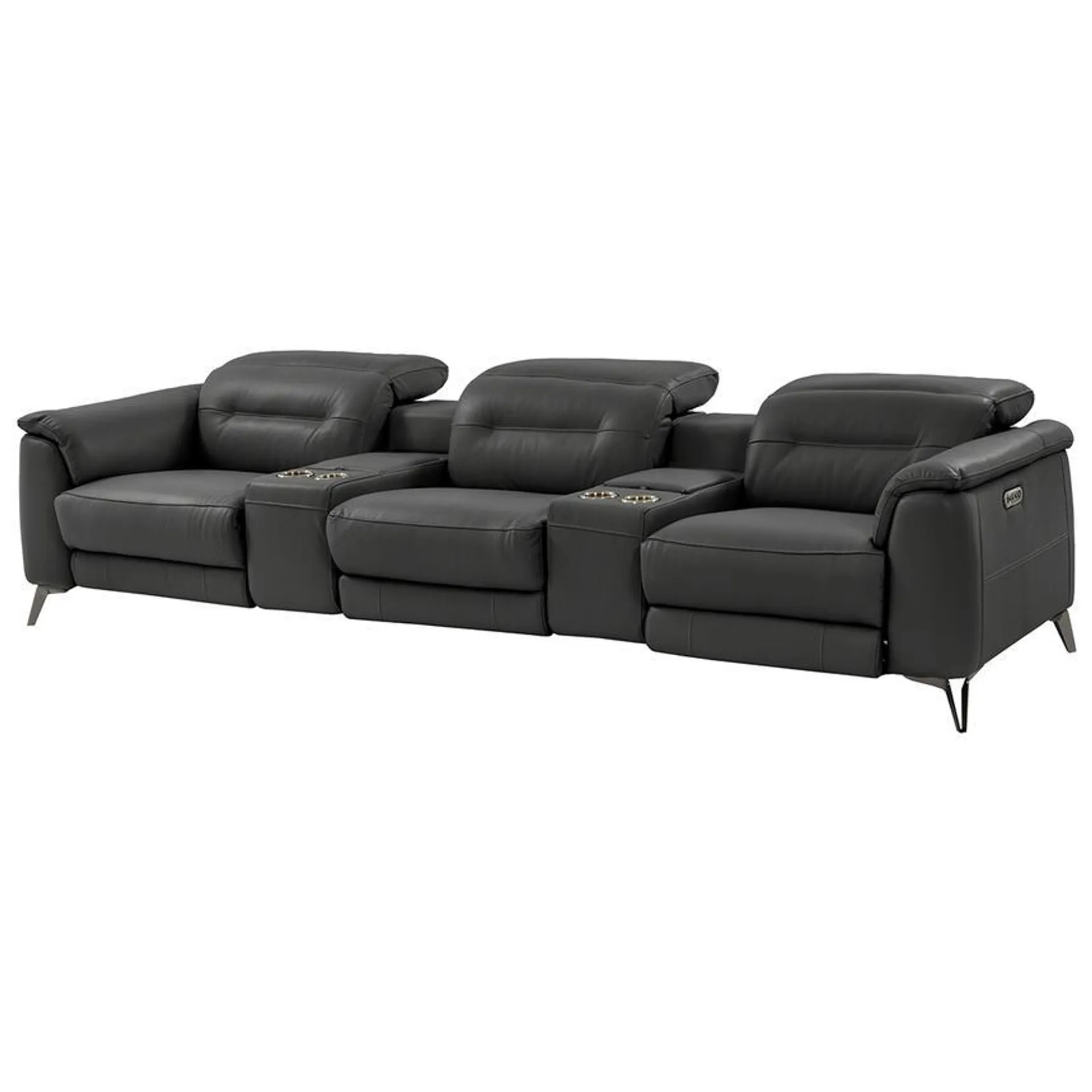 Anabel Gray Home Theater Leather Seating with 5PCS/2PWR