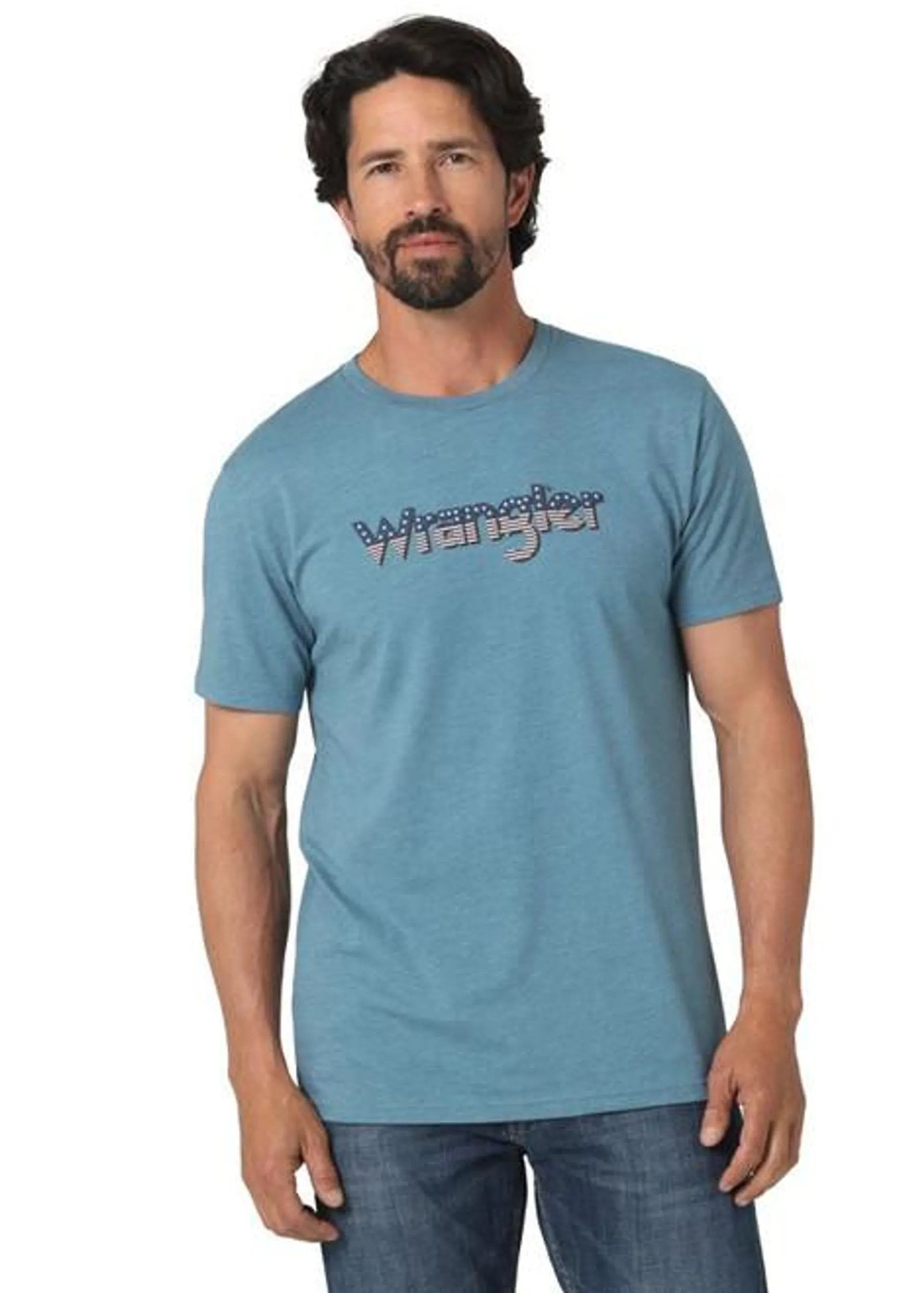 Wrangler Mens Blue Logo Short Sleeve Tee