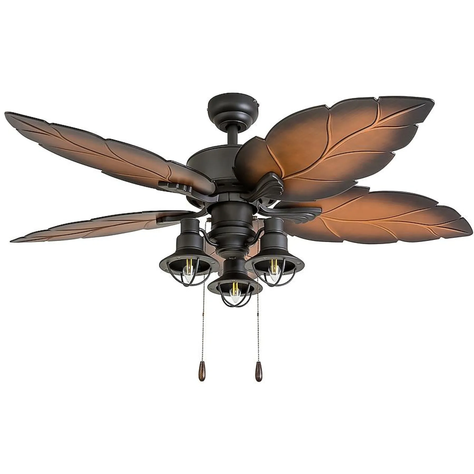 Prominence Home Gulf Harbor 52-in Tropical Bronze with Mocha Blades LED Indoor Downrod or Flush Mount Ceiling Fan with Light (5-Blade)