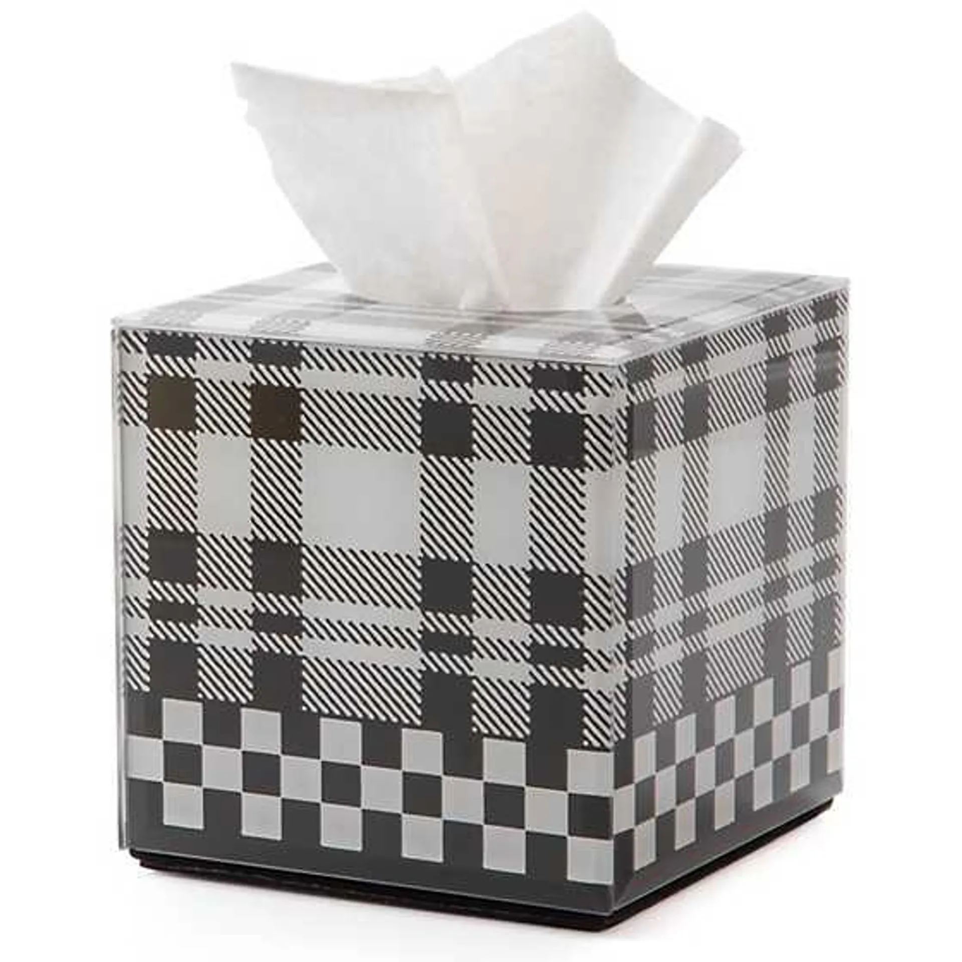 Black & White Tartan Boutique Tissue Box Cover