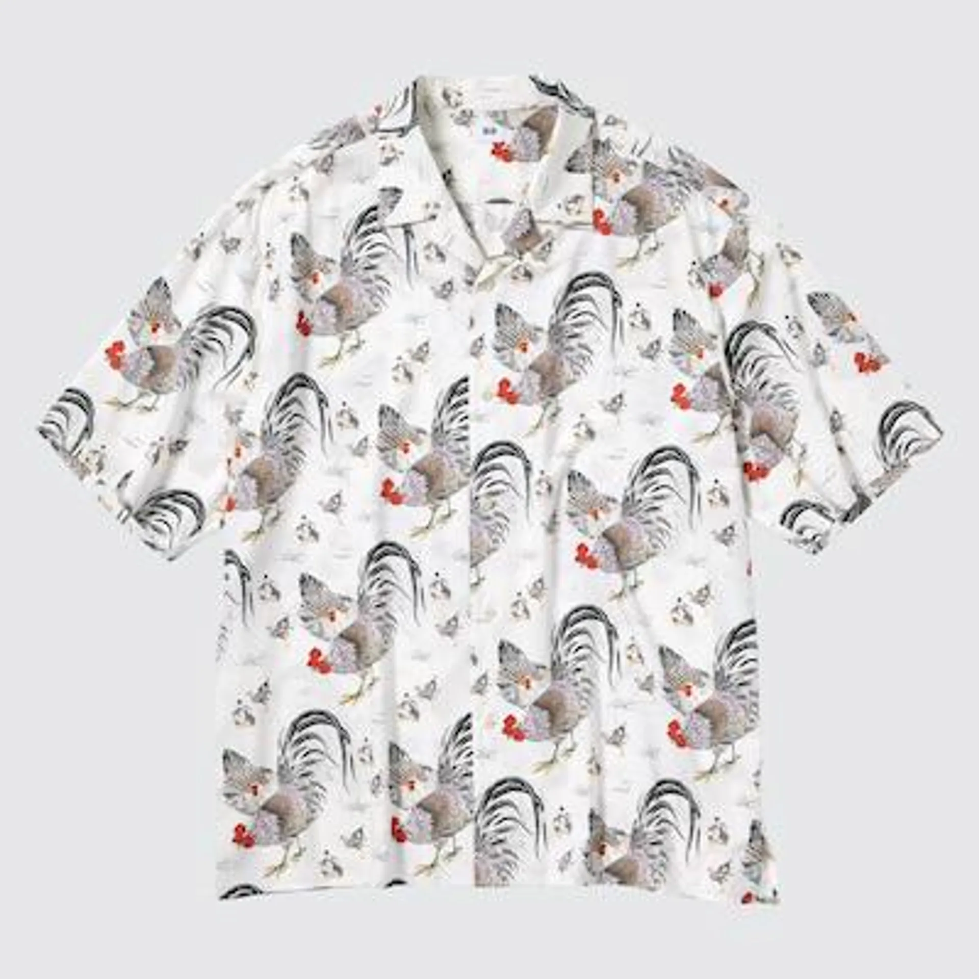 Printed Open Collar Short-Sleeve Shirt (Ito-Jakuchu)