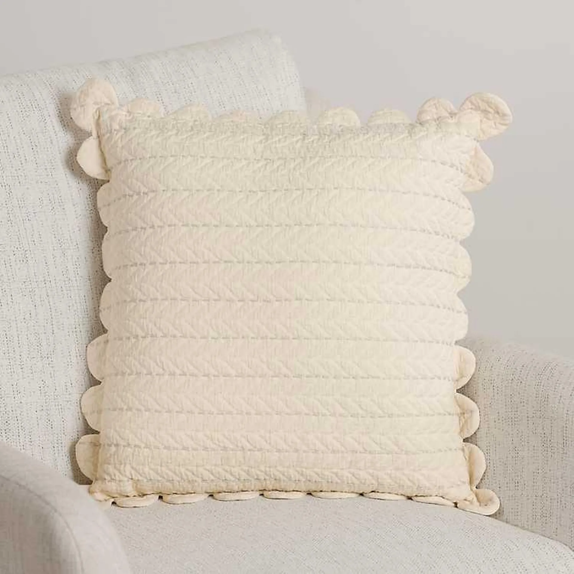 Ivory Scalloped Edge Pillow