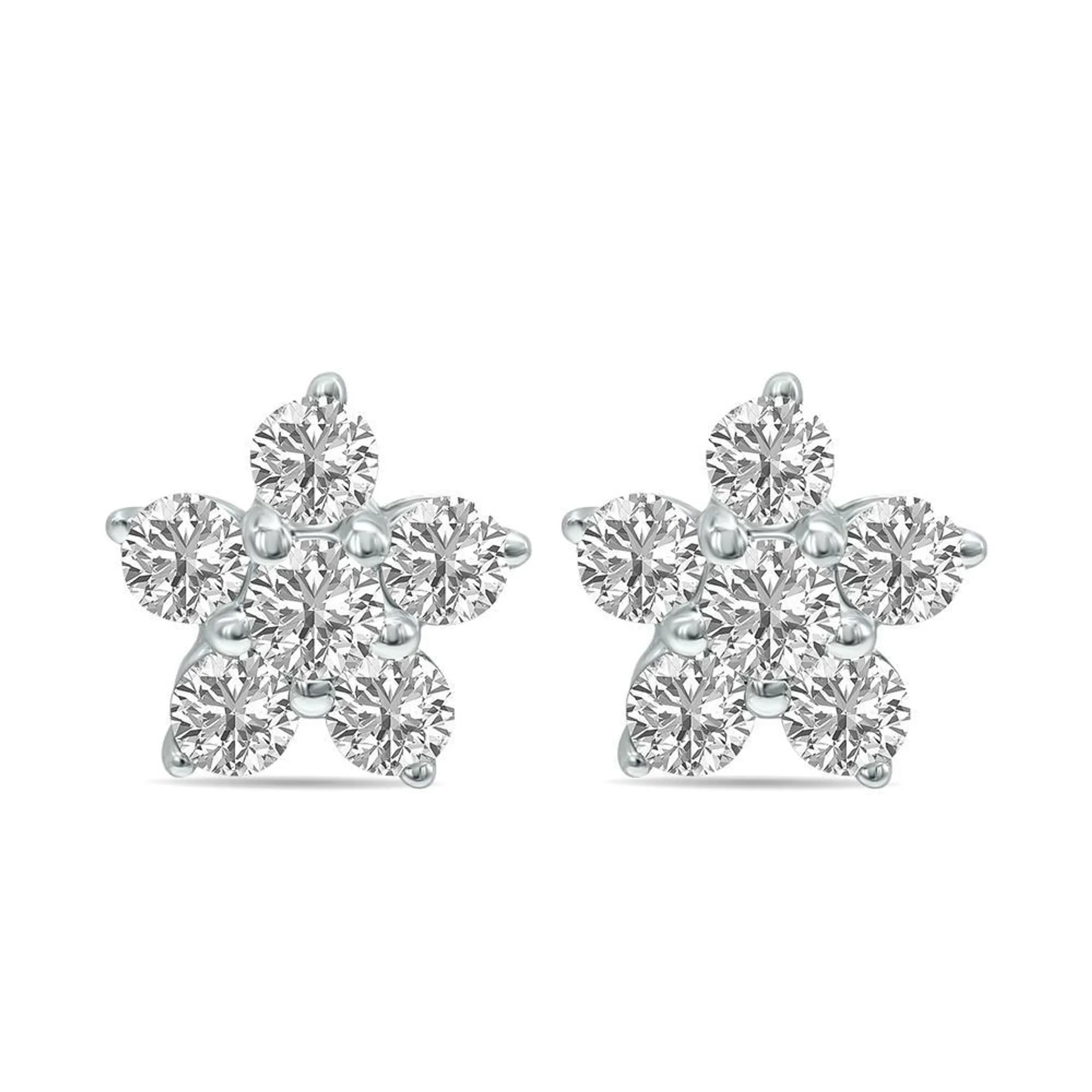 szul.com 1/2 CTW Star Lab Grown Diamond Earrings in 10K White Gold (F-G Color, VS1- VS2 Clarity)