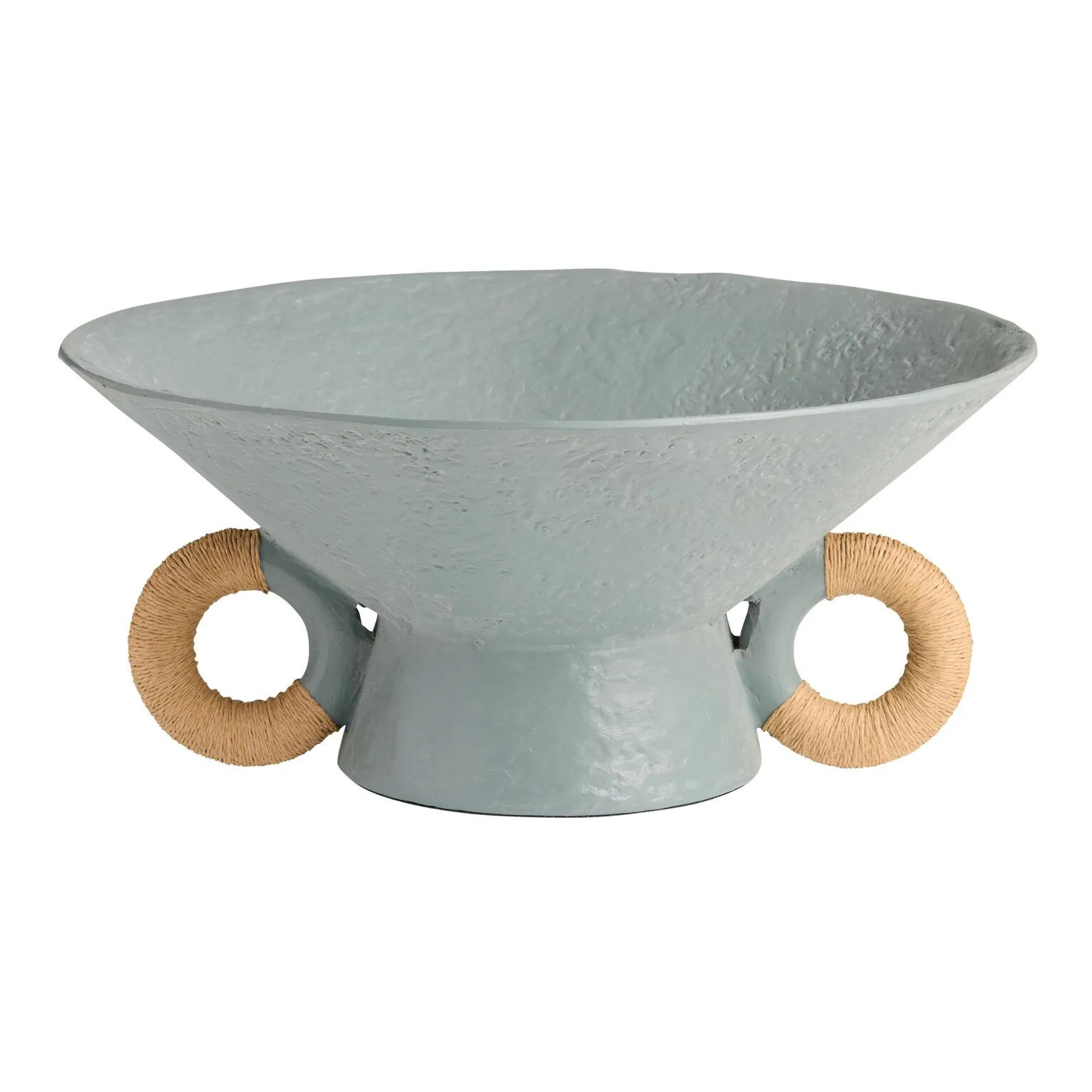 CRAFT Blue Fiberstone Bowl with Raffia Handles