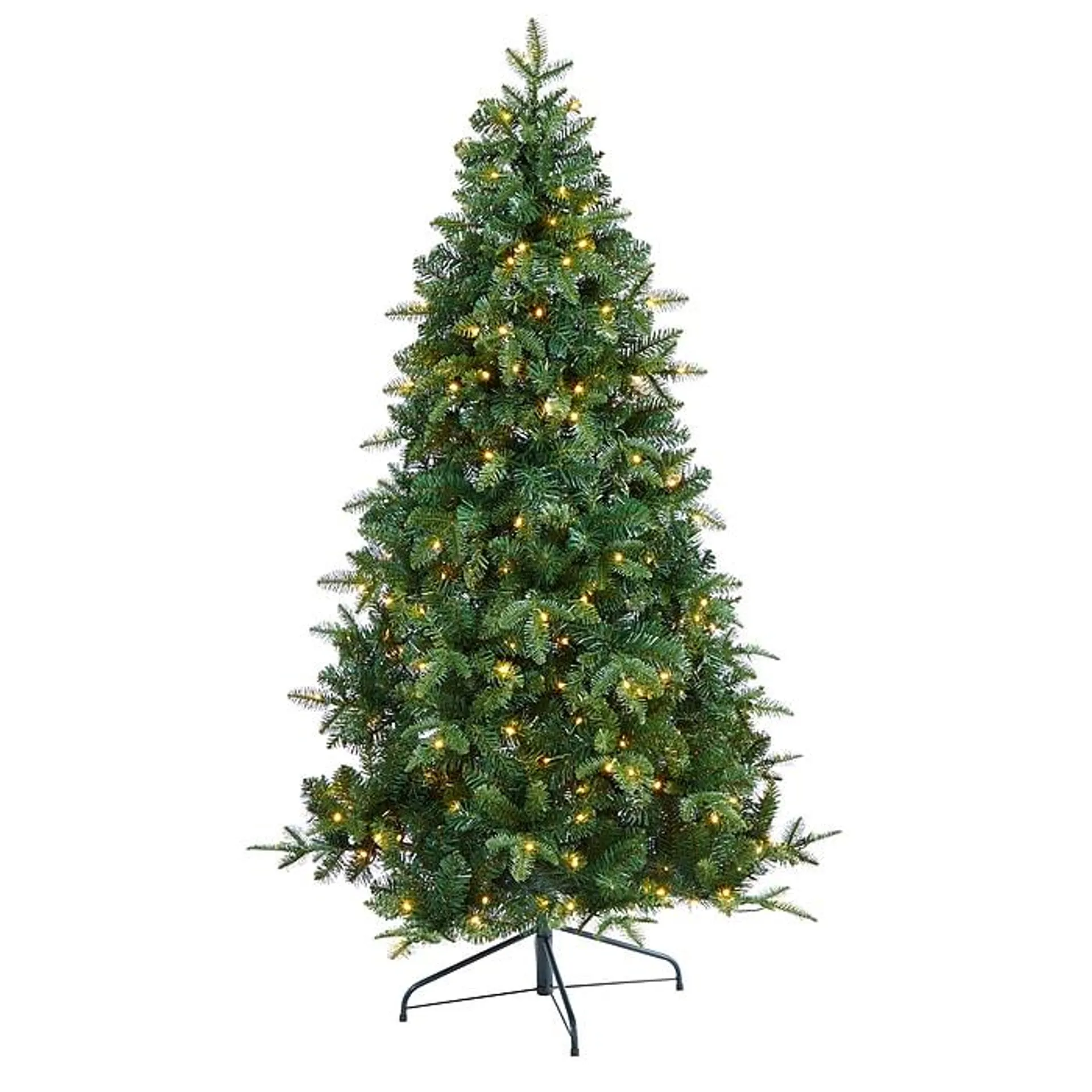 Nearly Natural 6-ft Grand Teton Spruce Flat Back Artificial Christmas Tree with 180 Clear LED Lights (T1863)