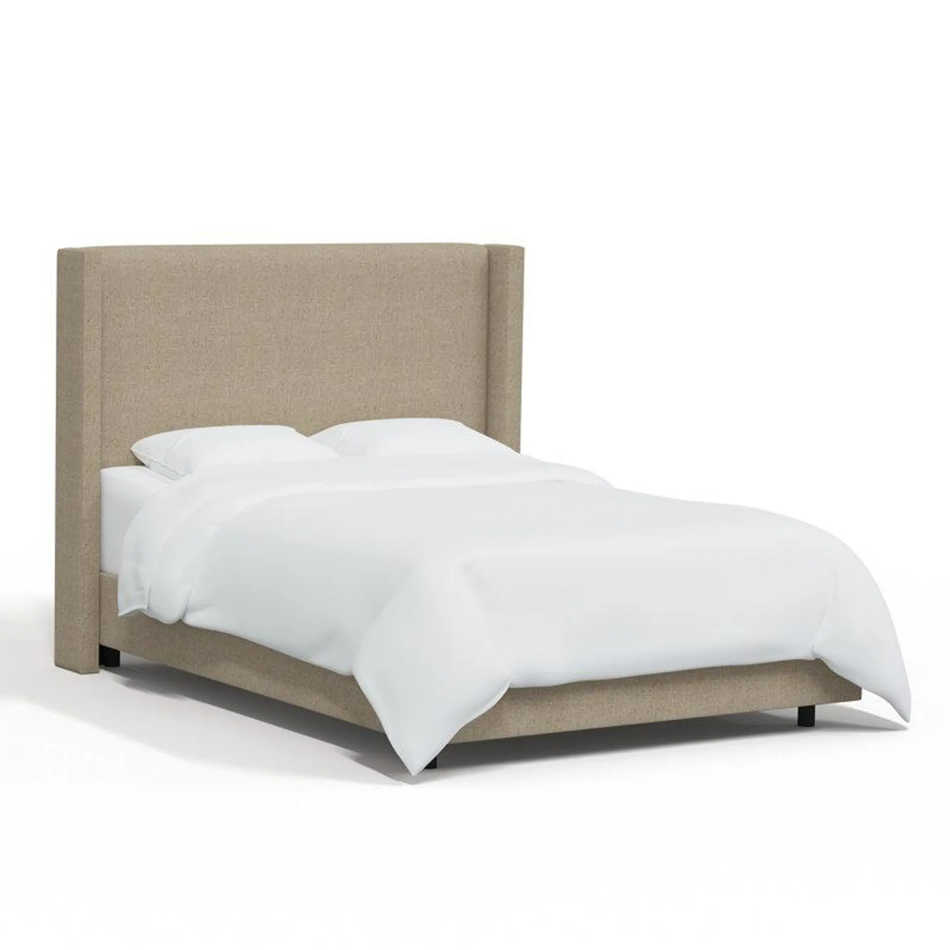 Full/Double Classic Sandstone Linen Hanson Upholstered Wingback Bed