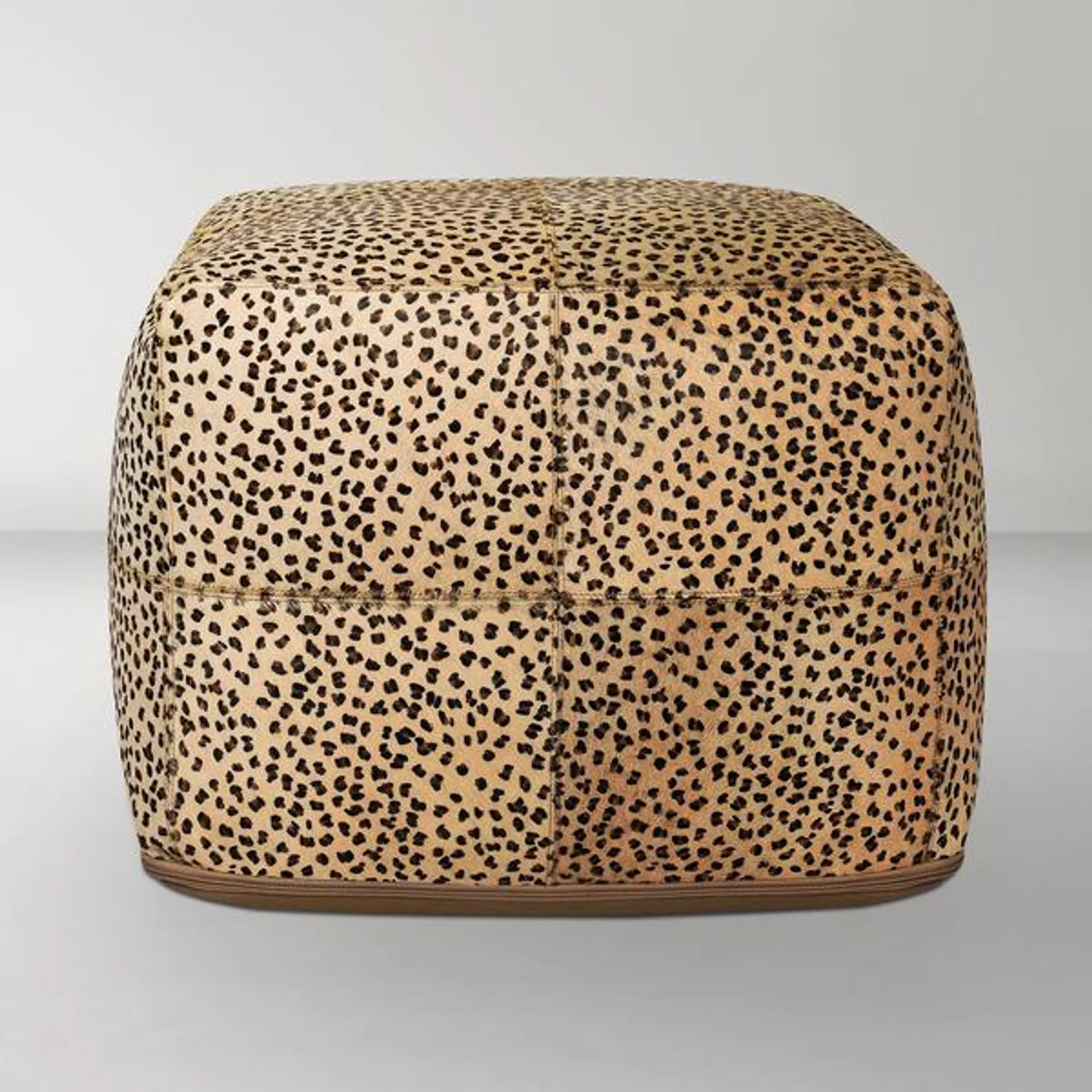 Leopard Hide Camel/Black Pouf