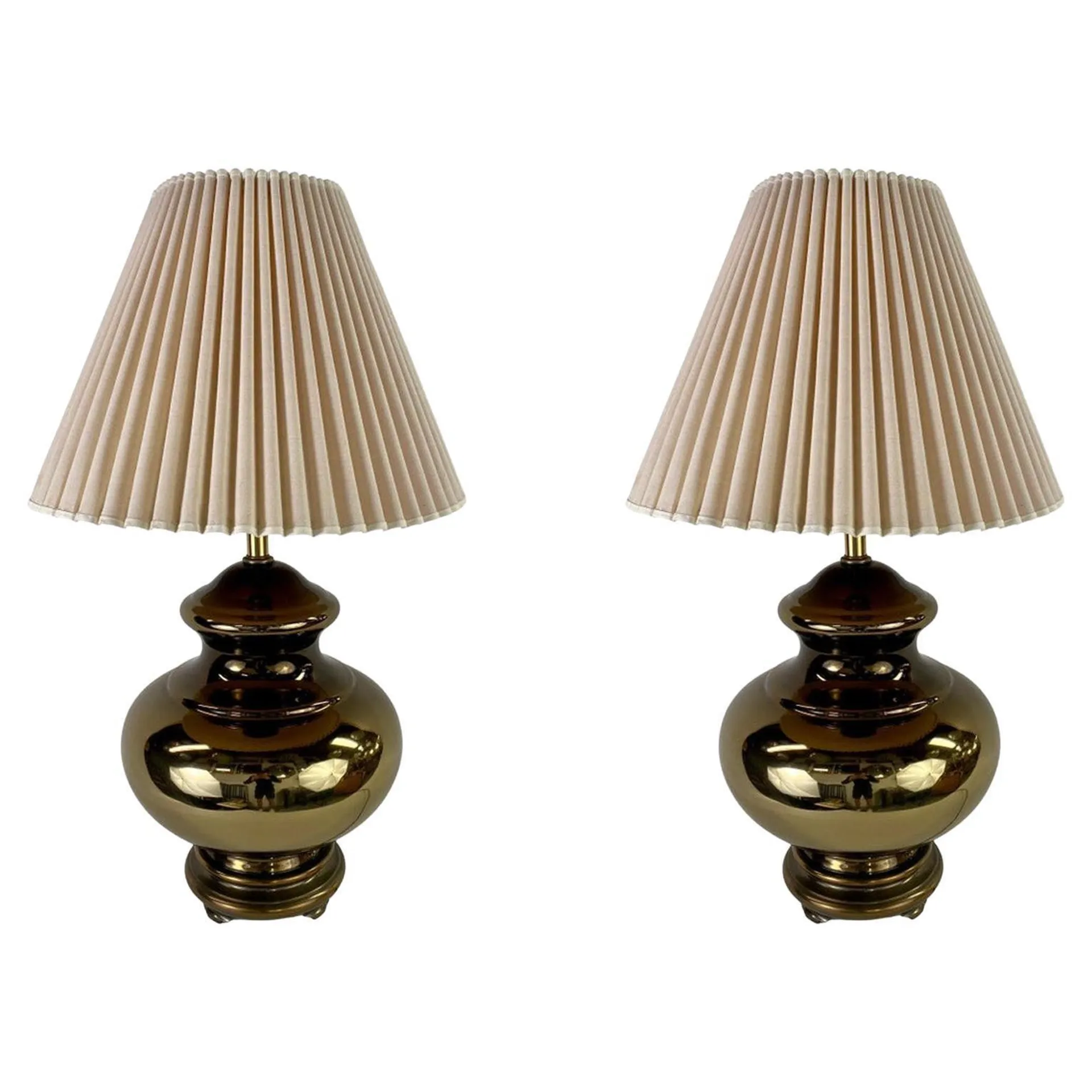 Mid-Century Modern Copper Table Lamp, a Pair