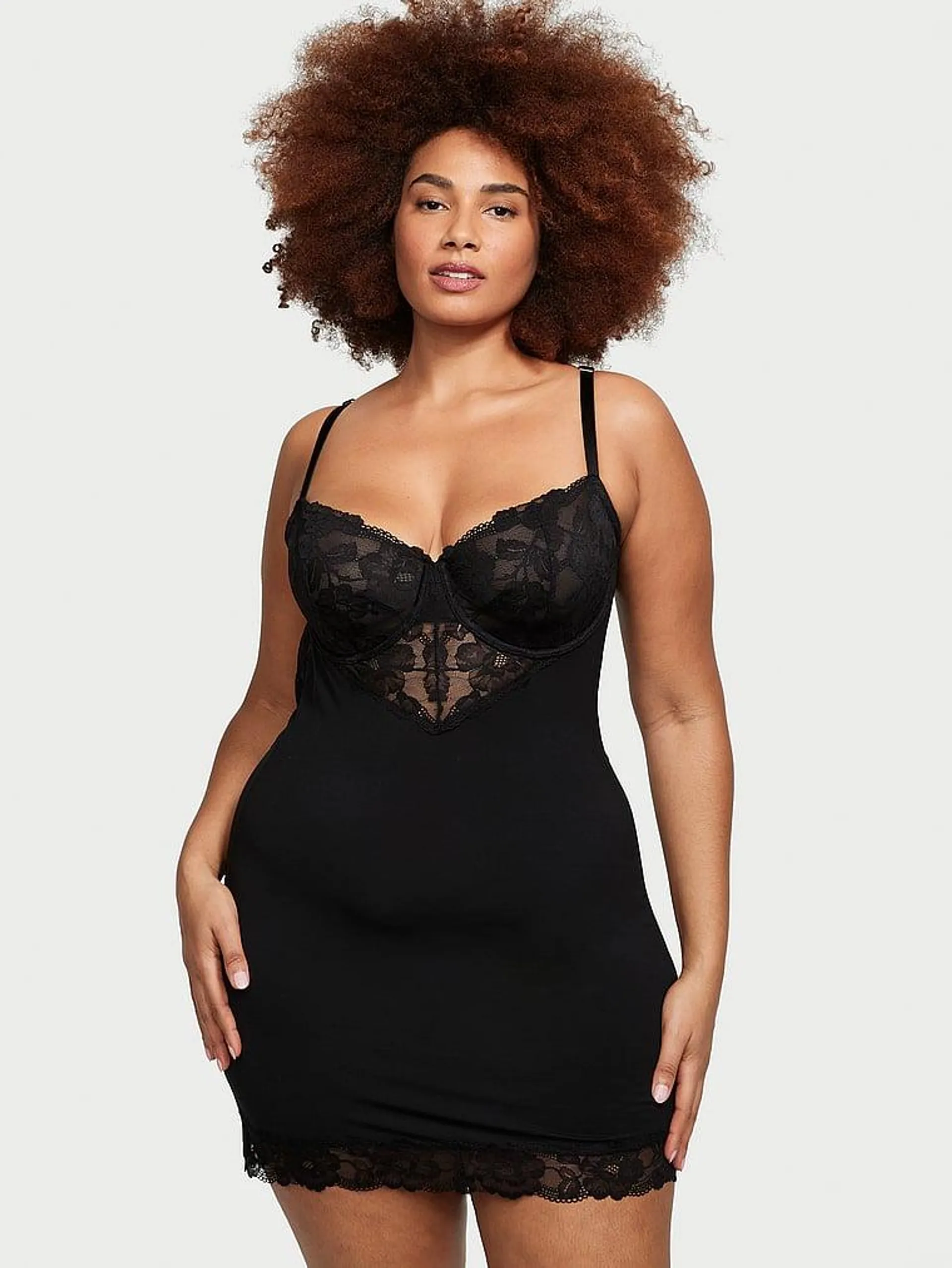 Modal & Lace Cupped Mini Slip Dress