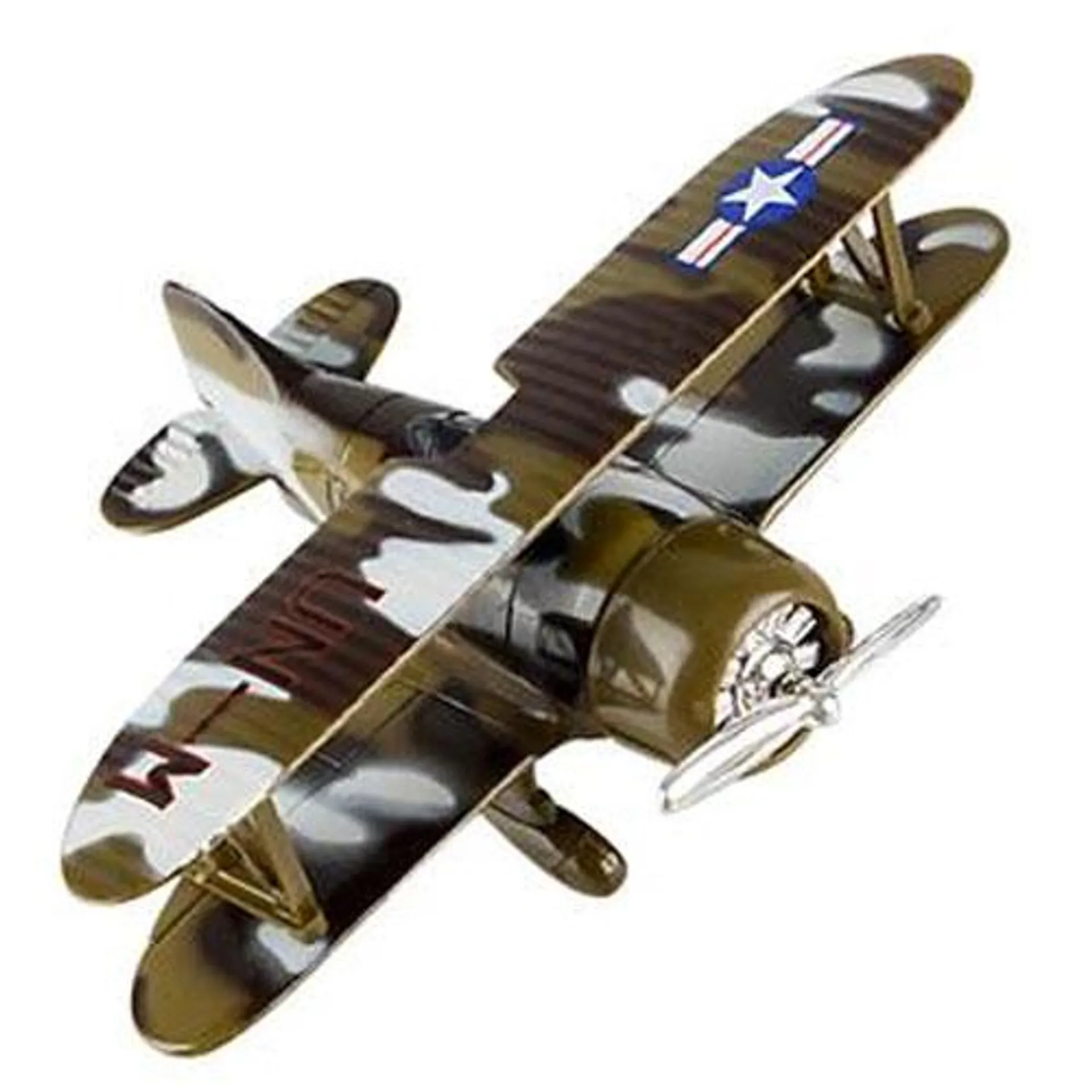 Rhode Island Novelty - Pull Back Die-Cast Metal Vehicle - CAMO PLANE (Green)(6.5 inch)