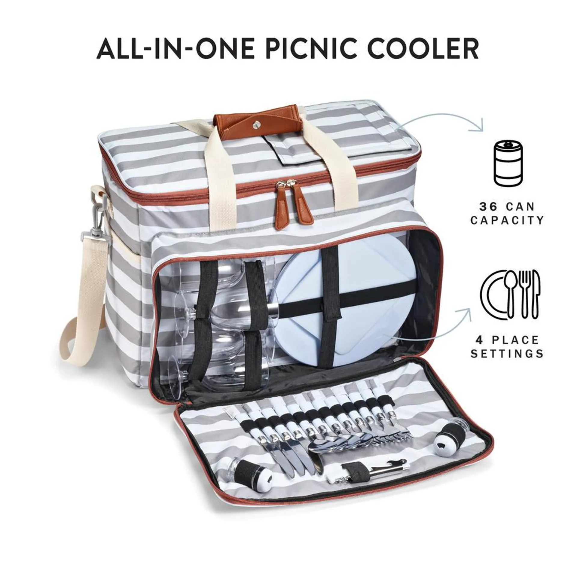 Deluxe Stripe Picnic Cooler - 25 Piece