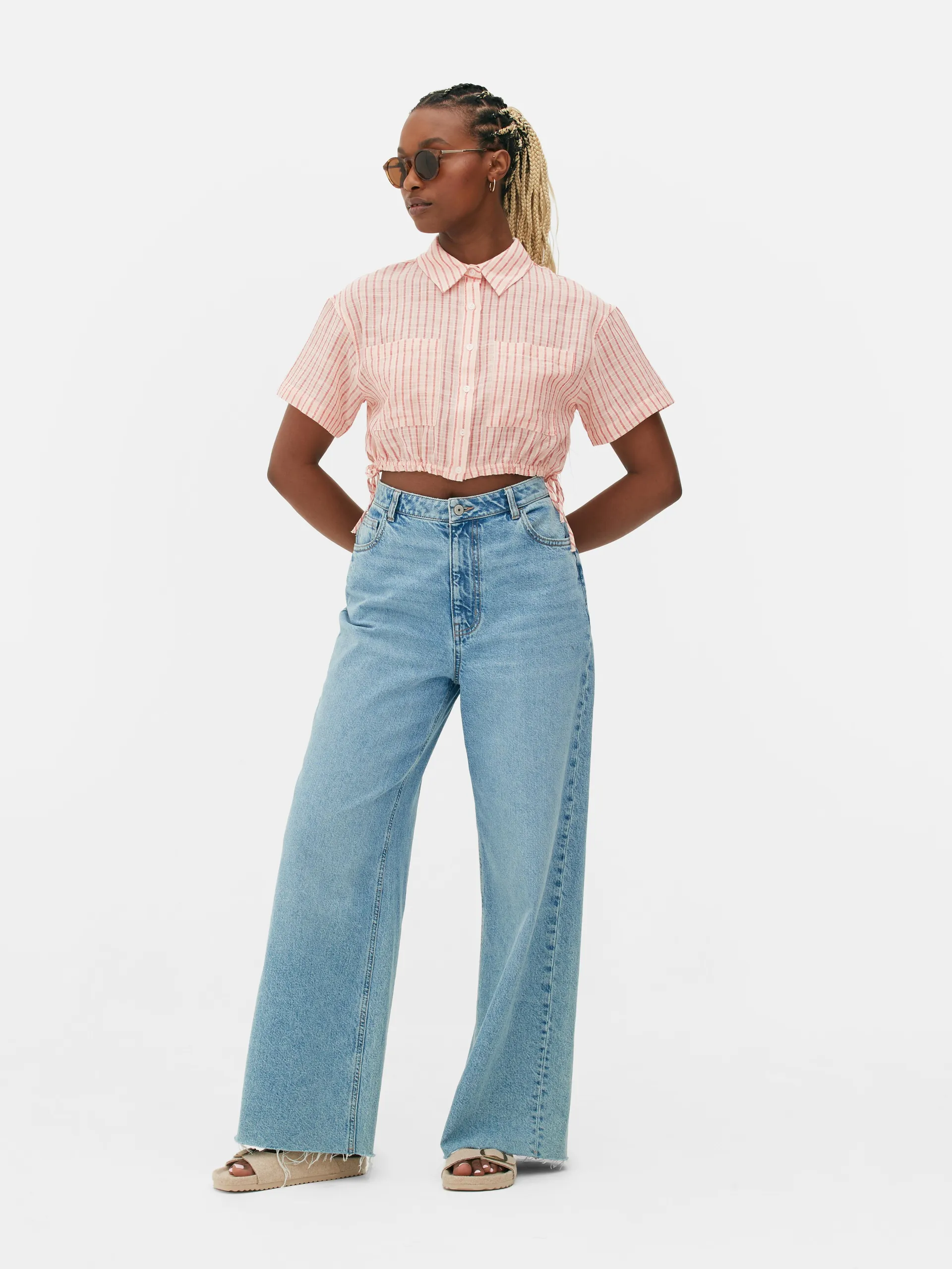 Cropped Side-Tie Short Sleeve Shirt