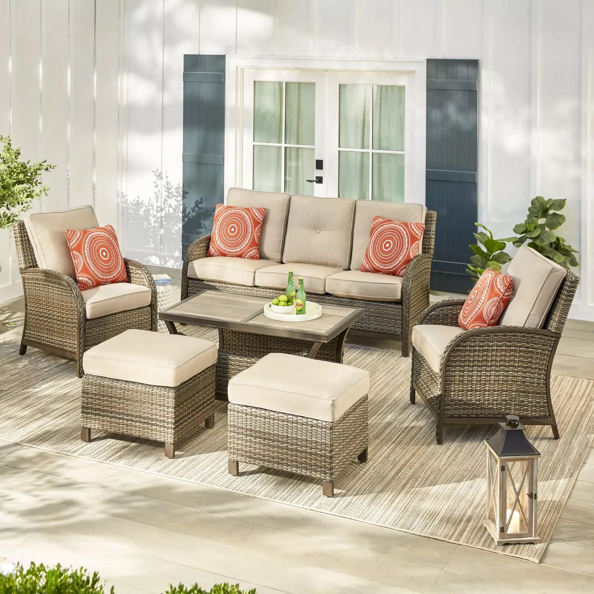 Berkley Jensen Casco Bay 6-Pc. Wicker Deep Seating Set - Beige