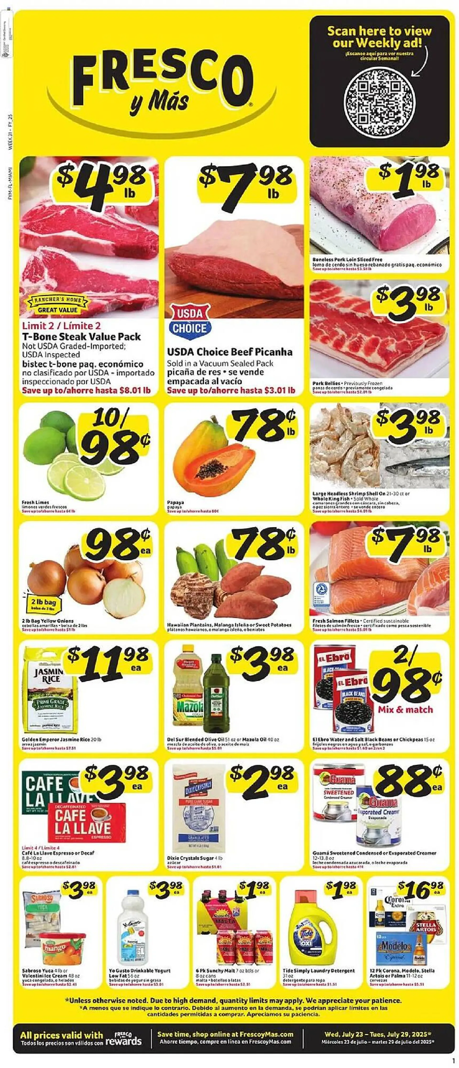Weekly ad Fresco y Más Weekly Ad from July 23 to July 30 2025 - Page 1