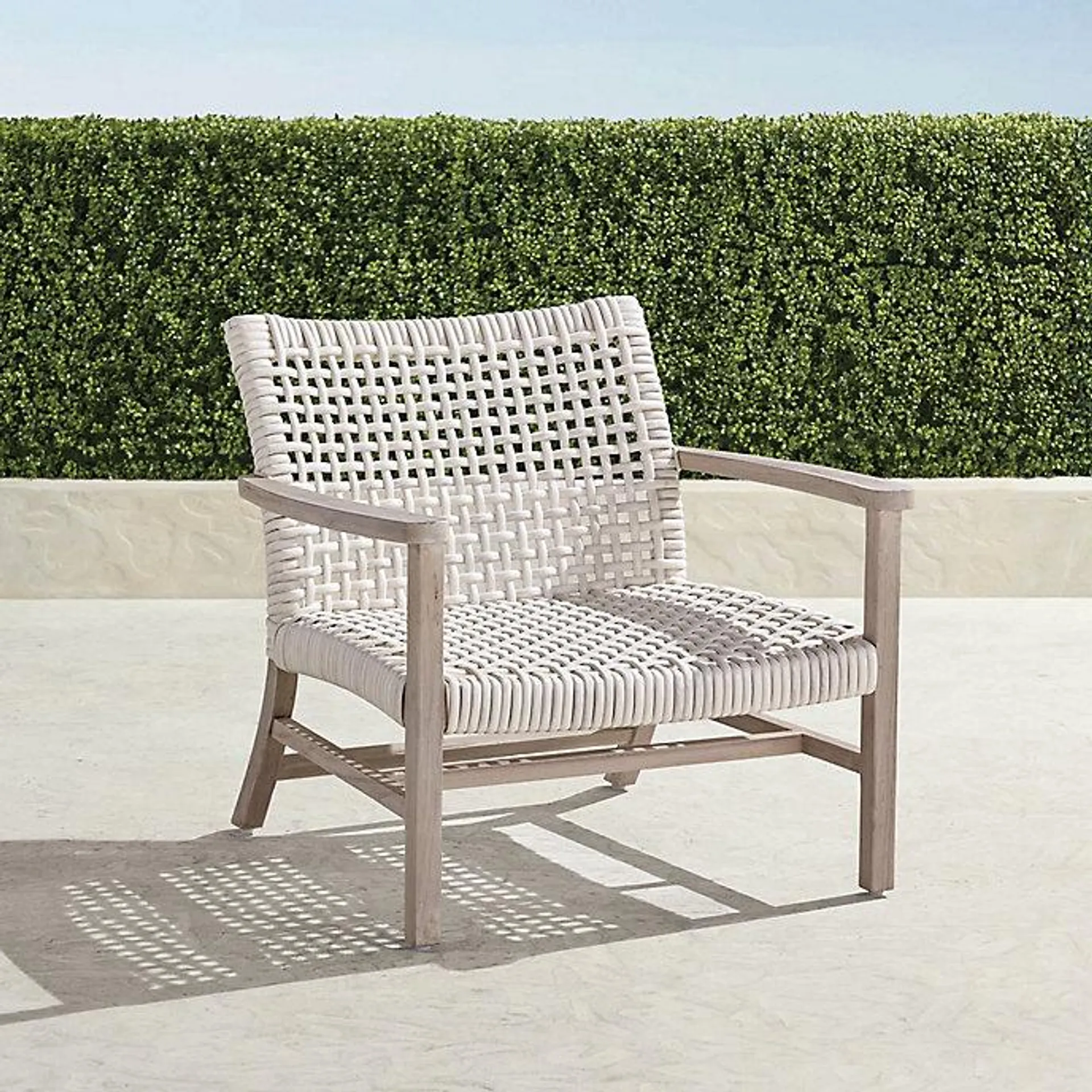 Isola Lounge Chair in Weathered Teak & Washed White Wicker