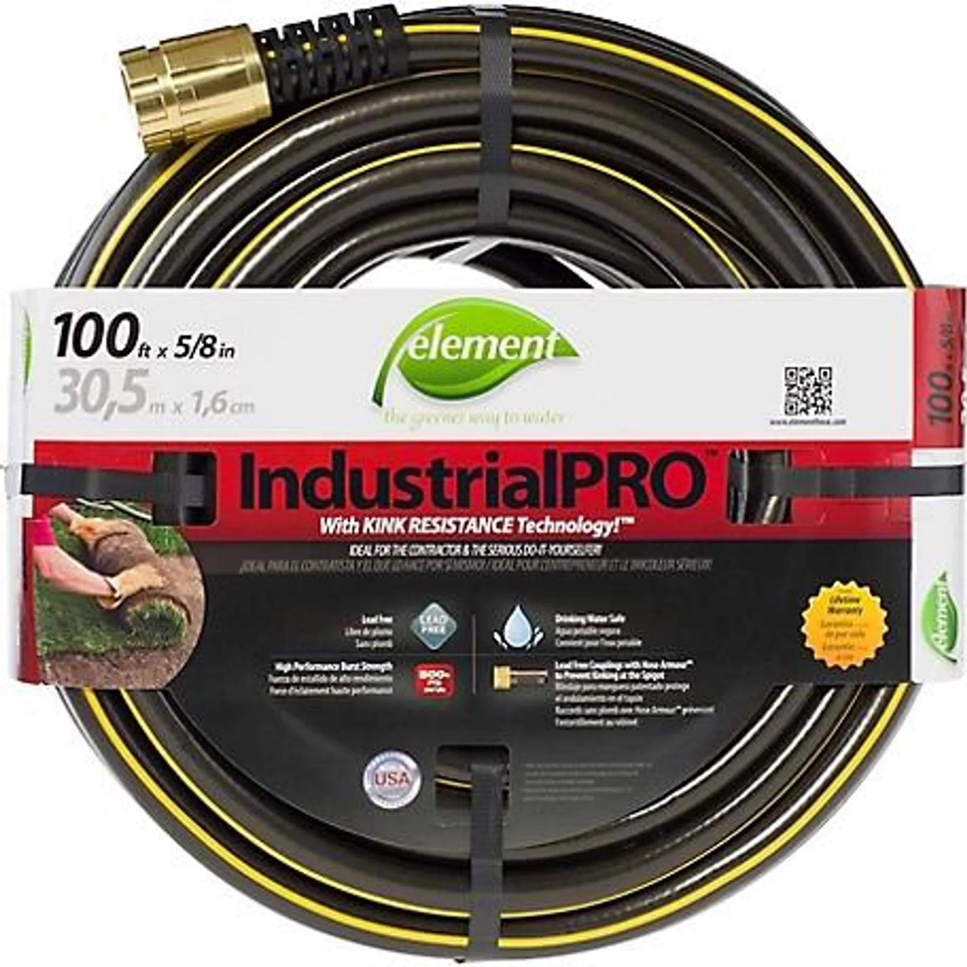 Element 5/8 in. x 100 ft. CommercialGRADE Heavy-Duty Contractor Hose