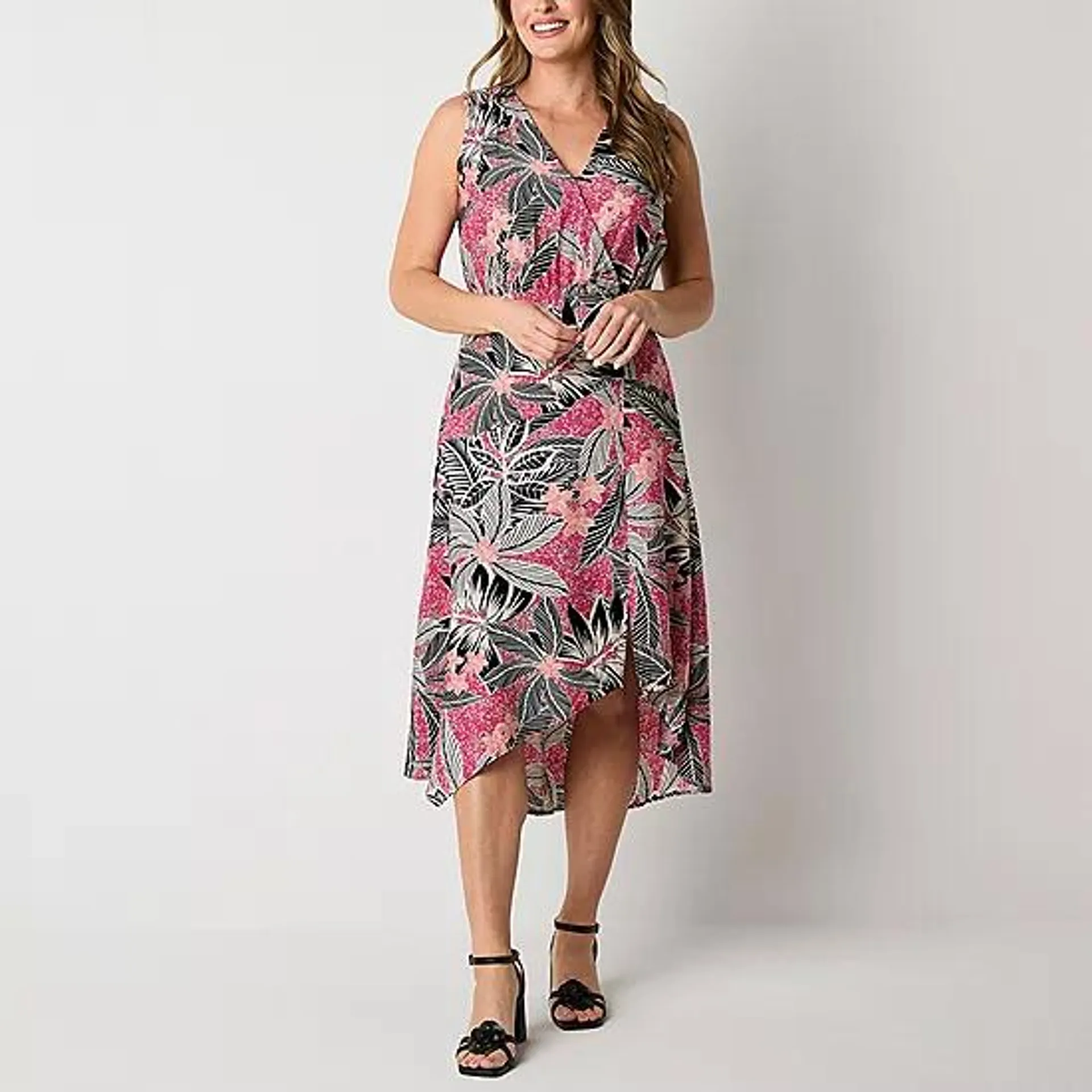 new! Liz Claiborne Sleeveless Midi Wrap Dress