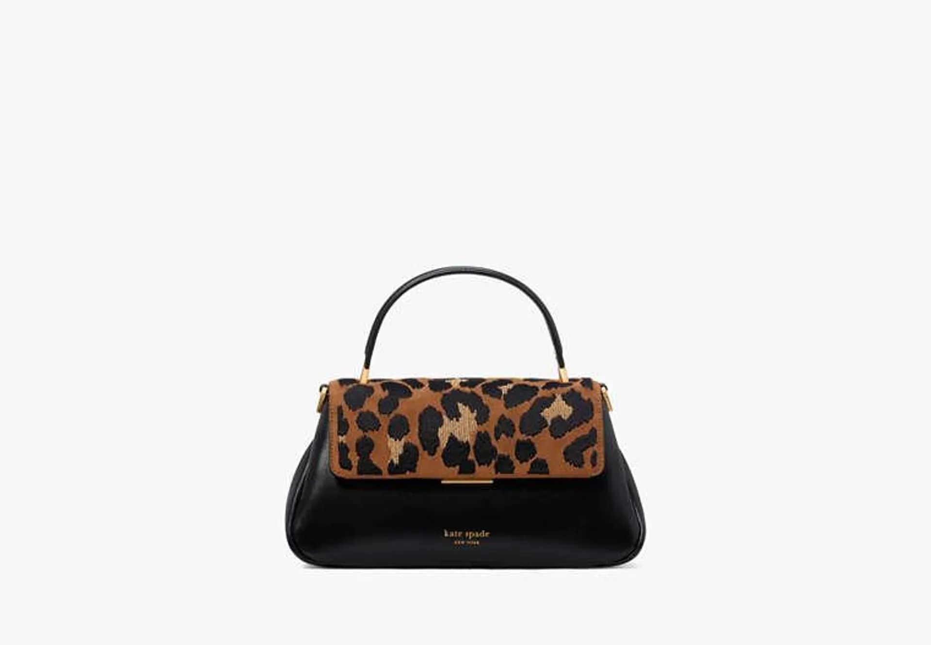 Grace Leopard Suede Small Top Handle Bag