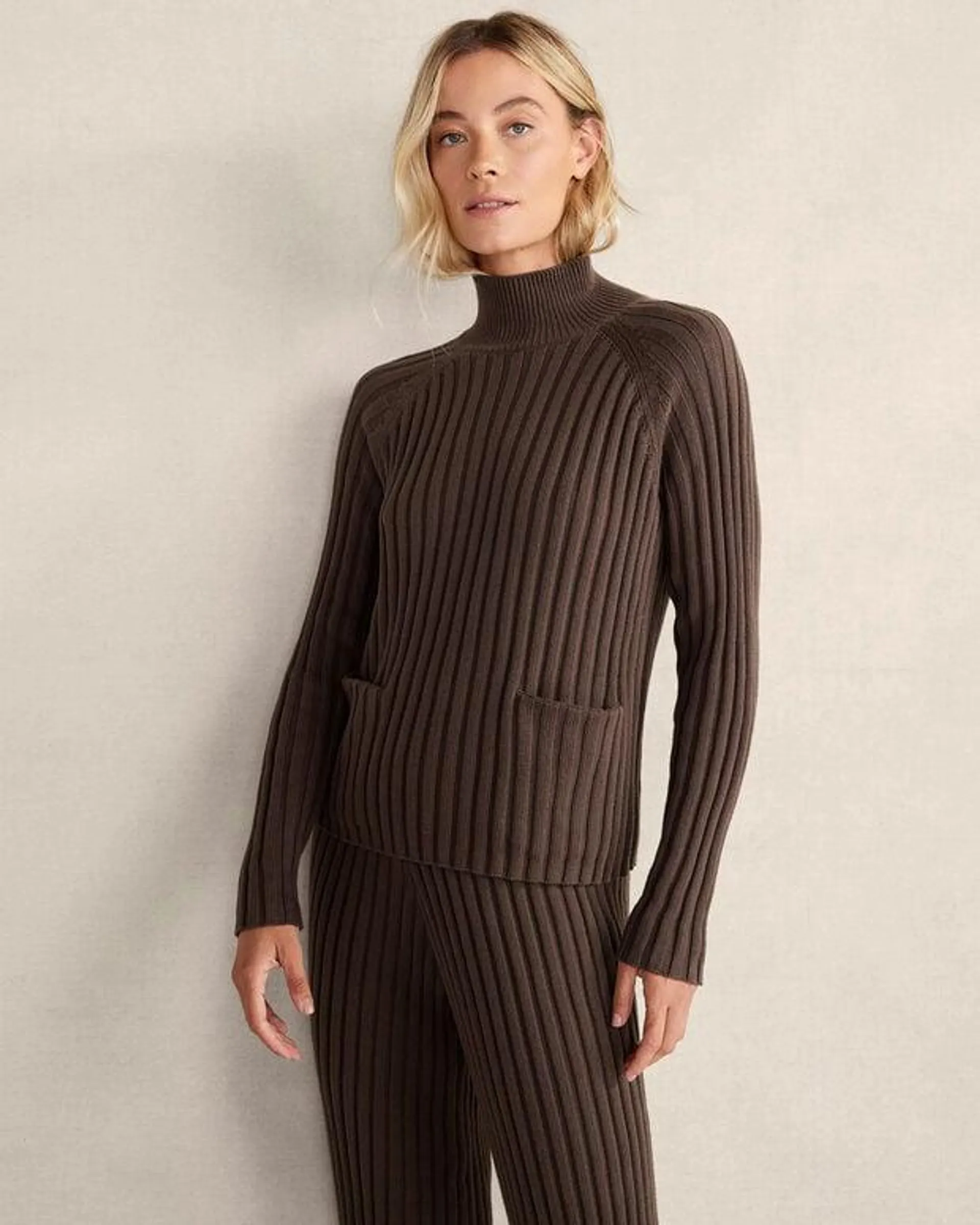 Organic Cotton Rib Knit Turtleneck