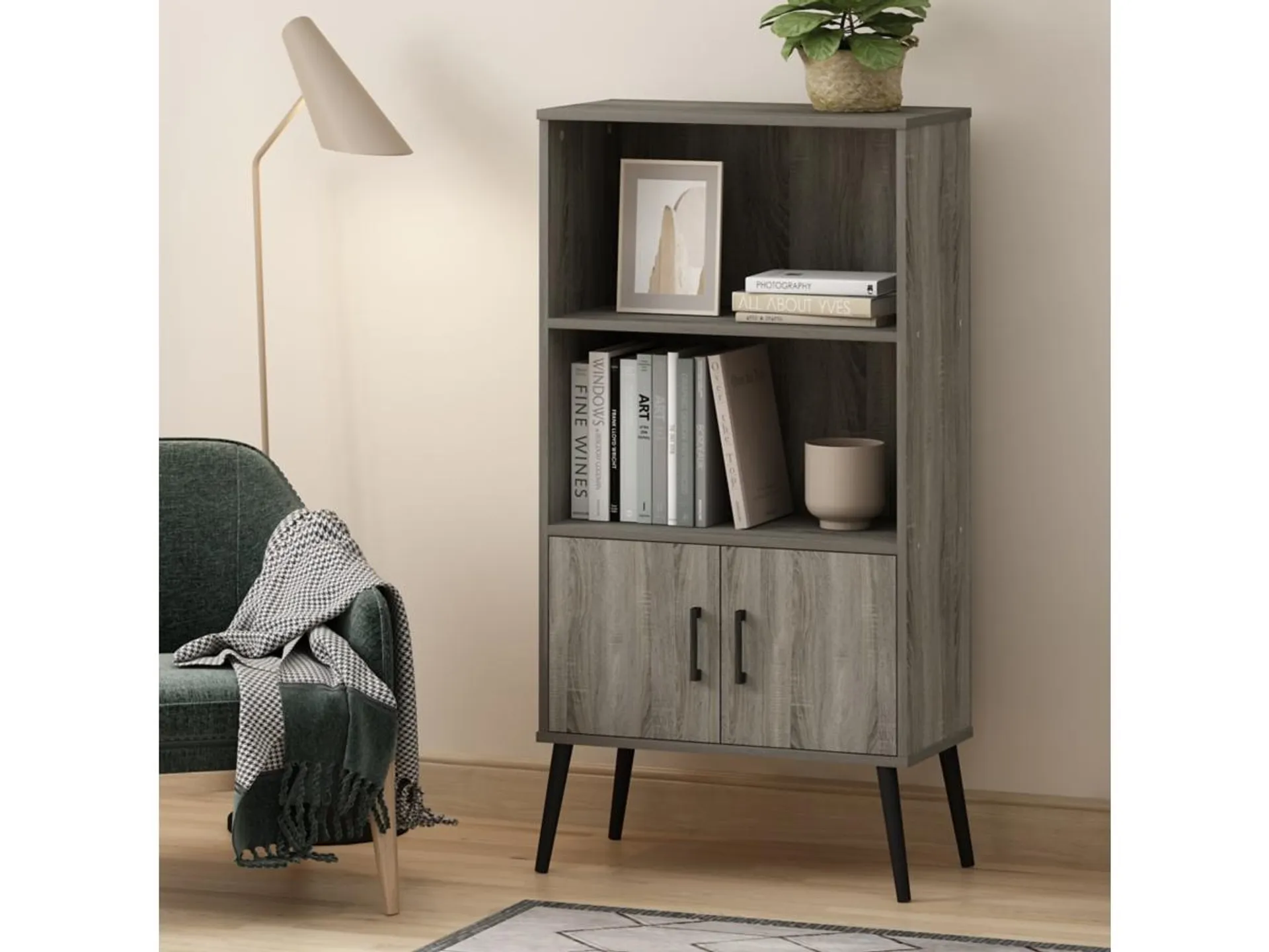 Furinno Claude 2-Shelf Accent Cabinet