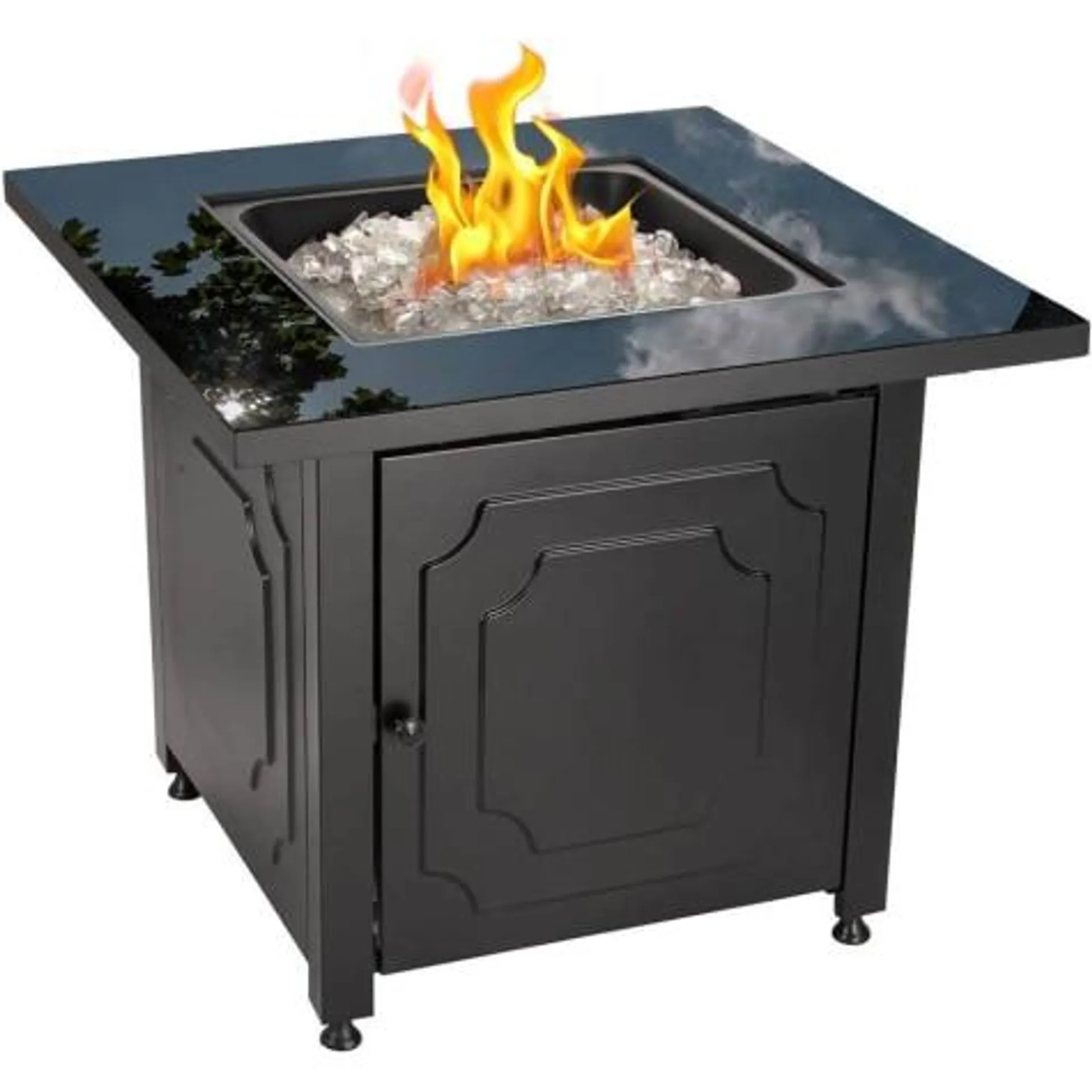 Endless Summer 30" Outdoor Propane Gas Fire Pit, 50,000 BTU, White Fireglass