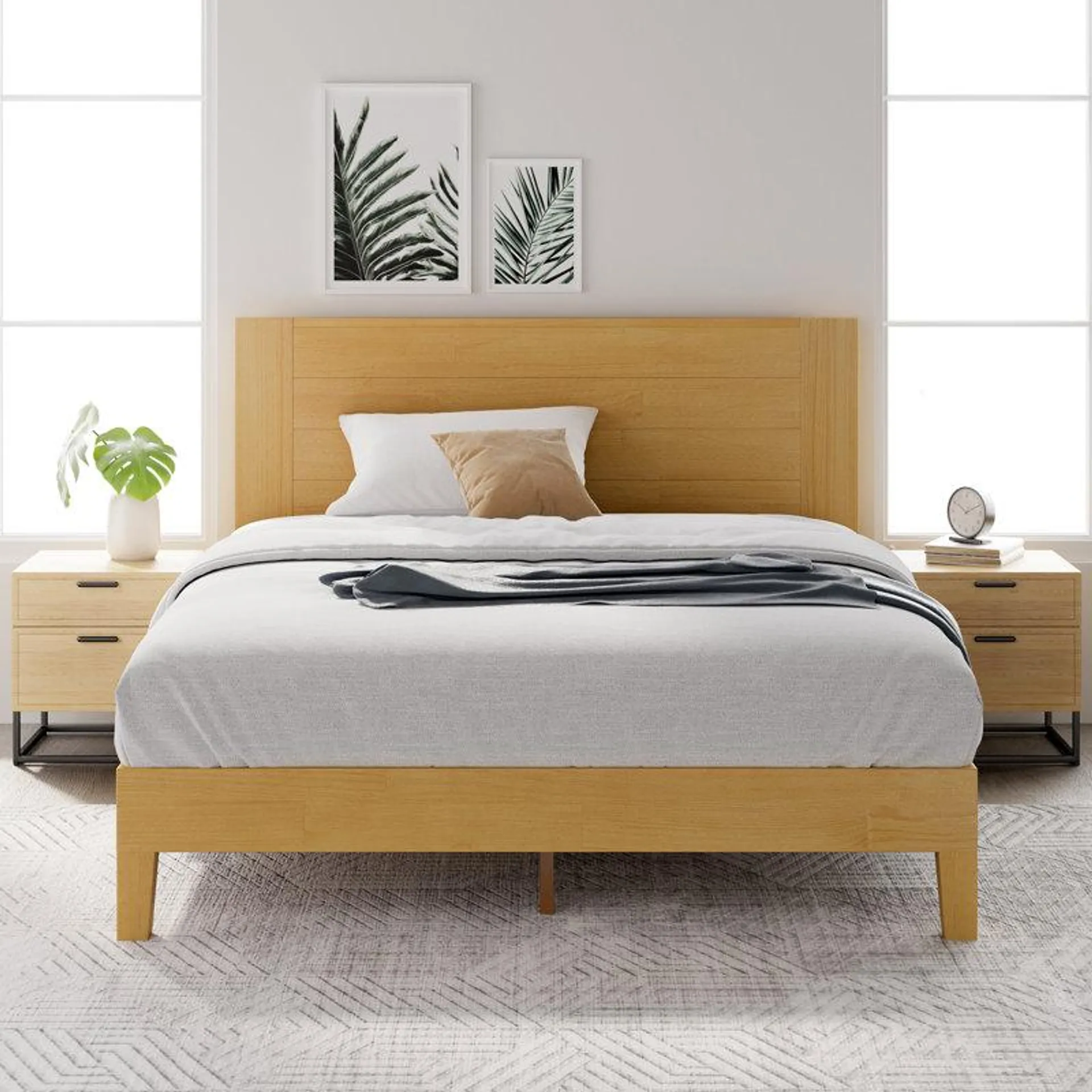 Kira Solid Wood Low Profile Platform Bed