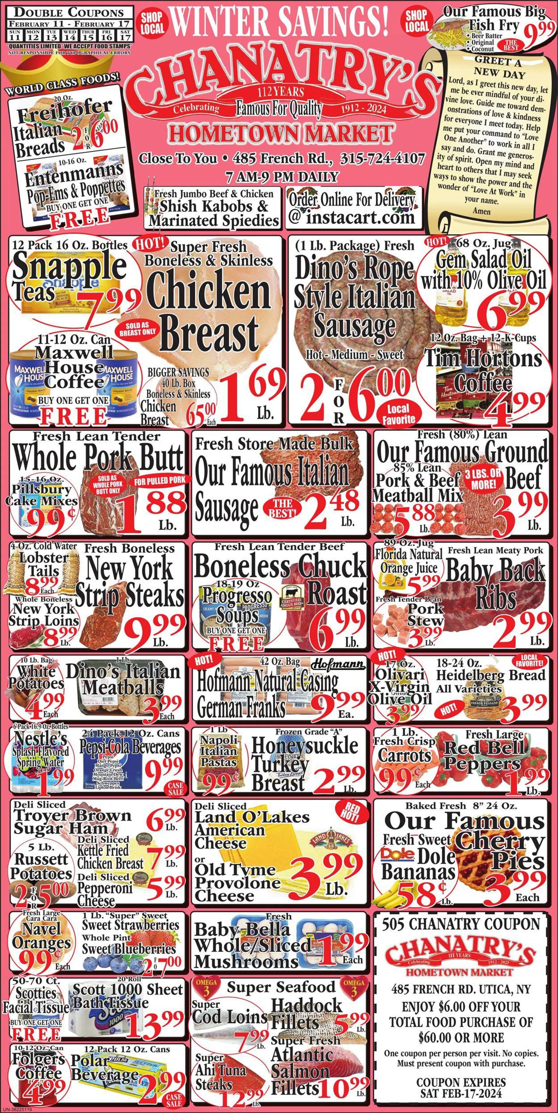 Weekly ad Chanatry's Hometown Market from February 11 to February 17 2024 - Page 1