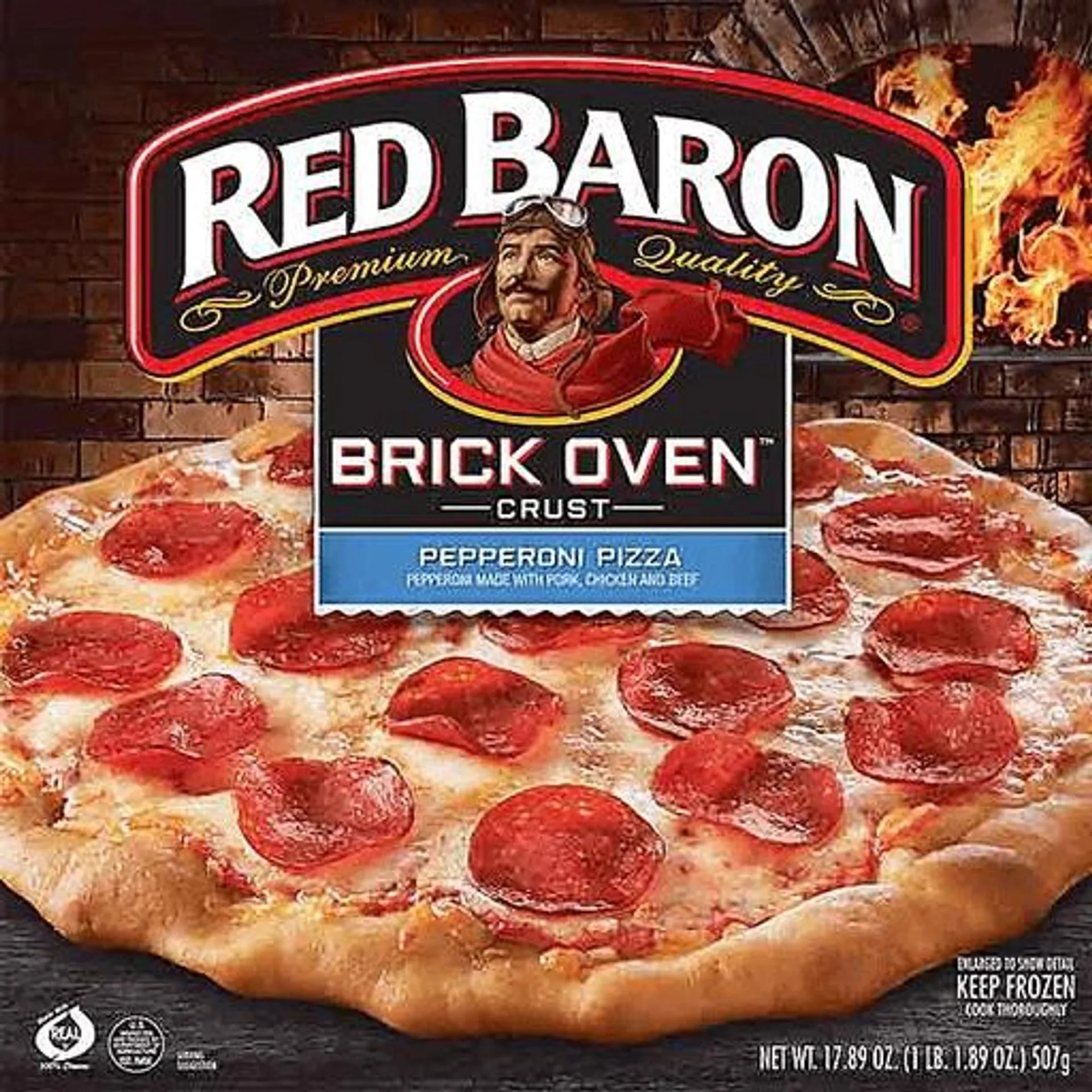 Red Baron Frozen Brick Oven Crust Pepperoni Pizza 17.89 oz box