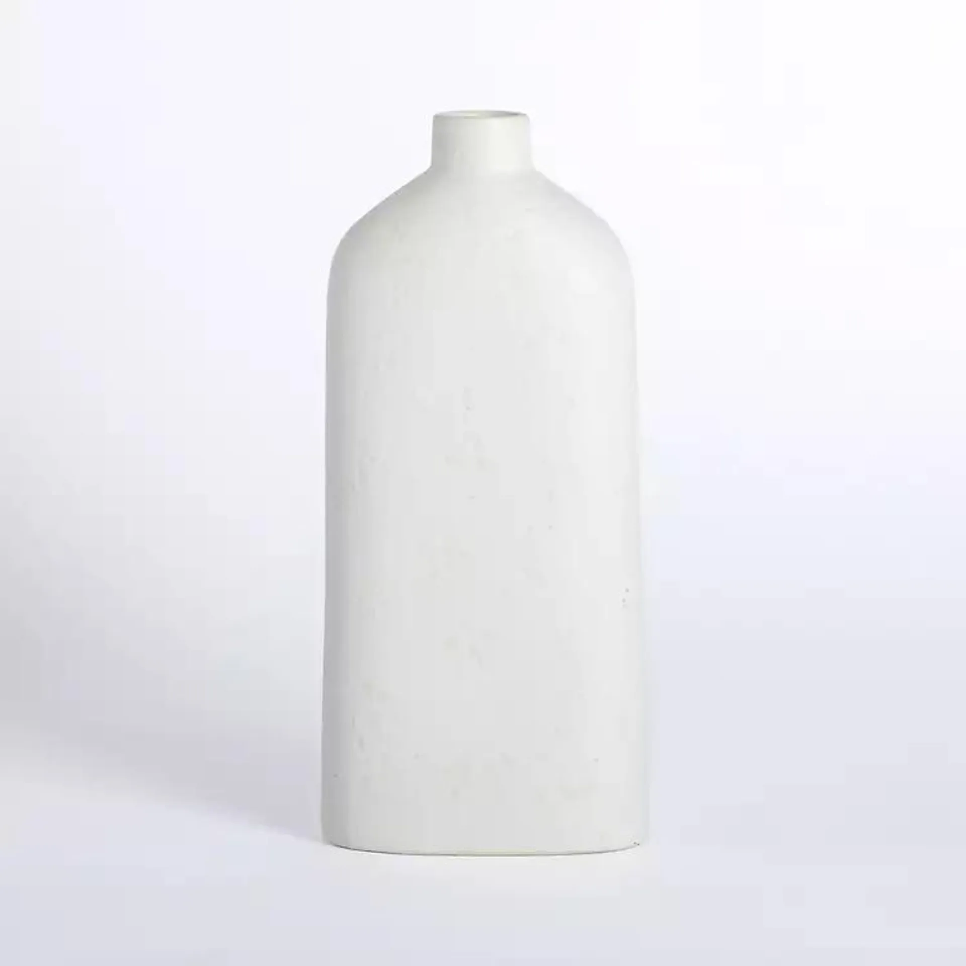 Cream Distressed Ceramic Tabletop Vase, 16 in.