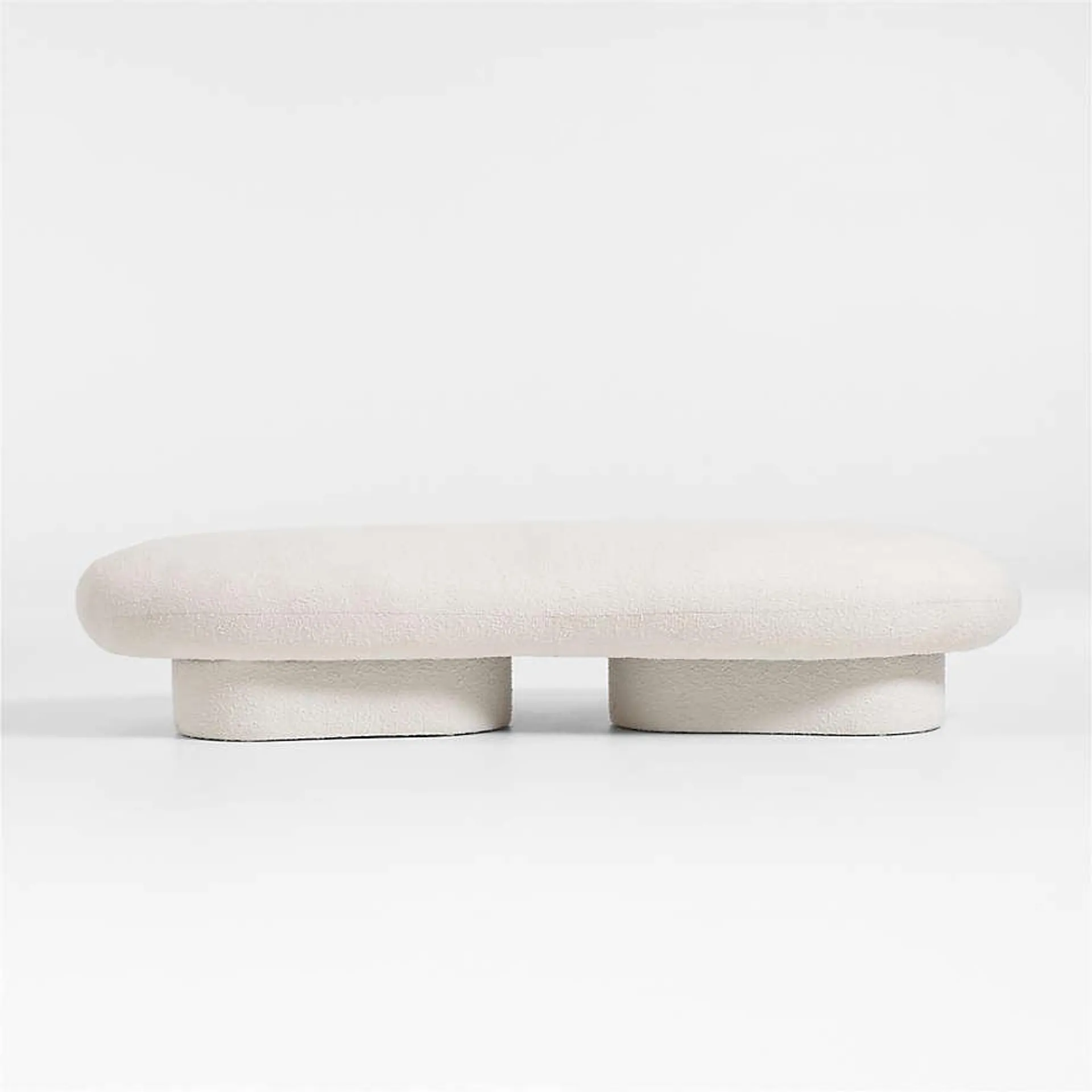 Jami Upholstered Cream Boucle Bench by Leanne Ford