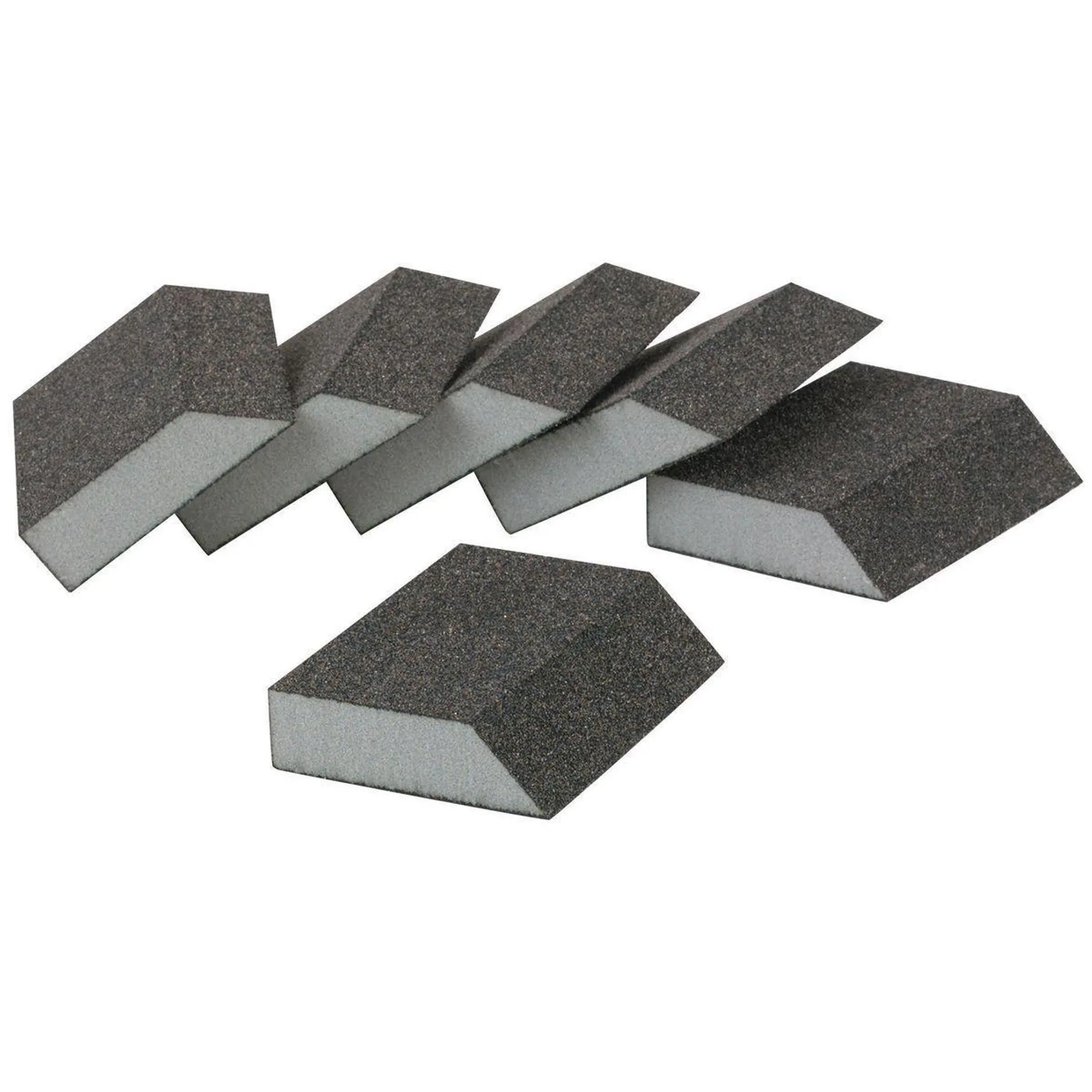 Aluminum Oxide Angled Sanding Sponges - Fine Grade, 6 Pack