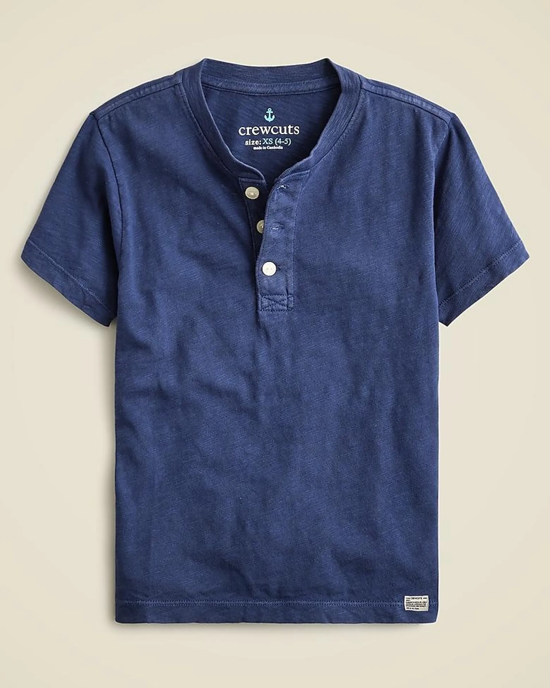 Kids' short-sleeve garment-dyed henley