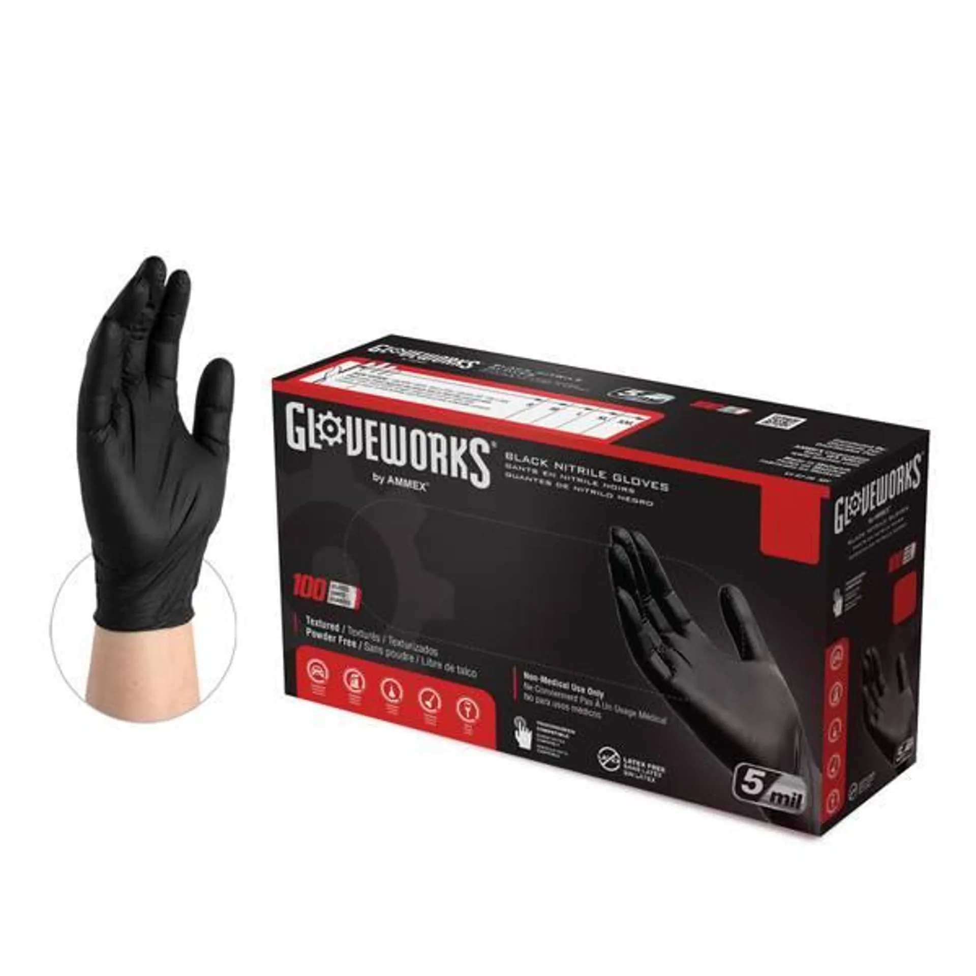 Medium 5mil Black Nitrile Gloves